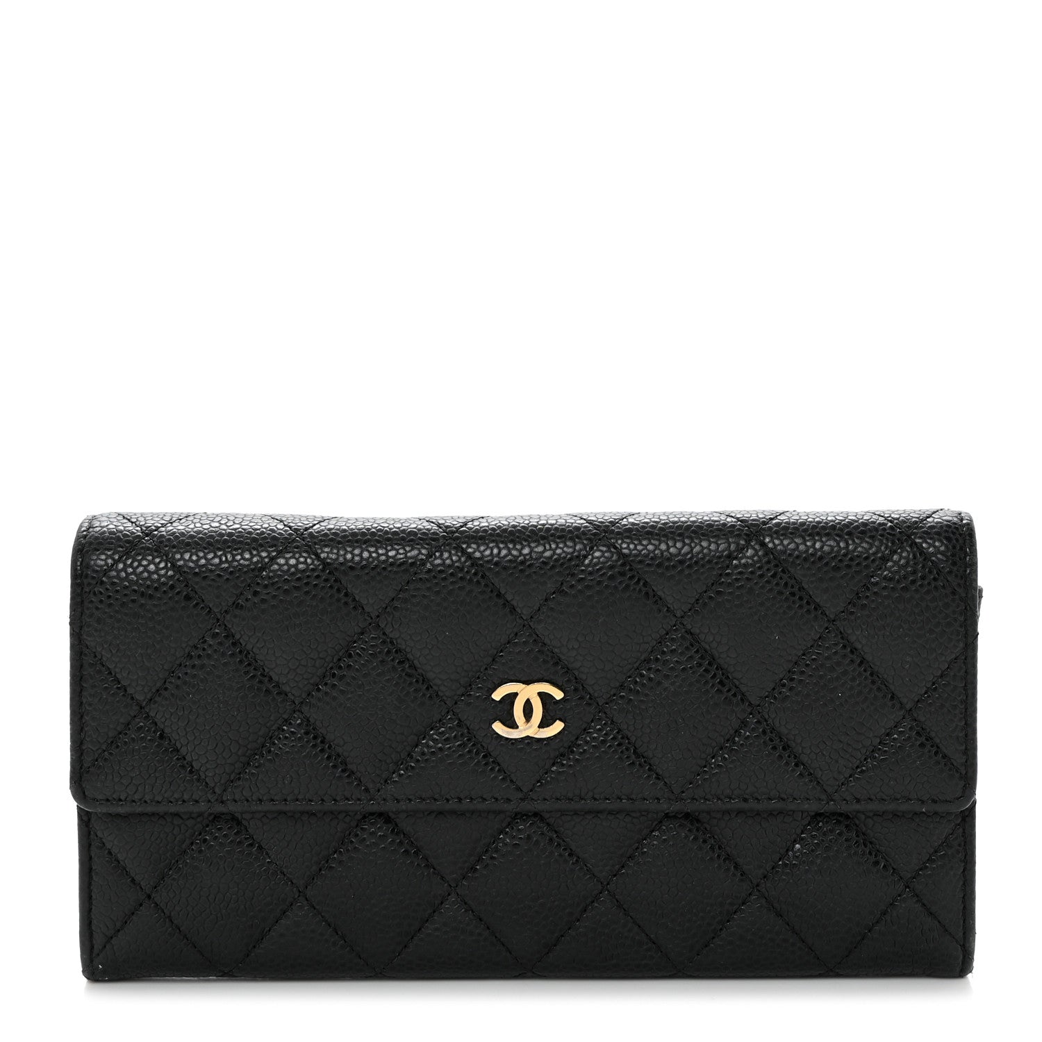 Chanel Caviar Quilted Large Gusset Flap Wallet Black 1 of 10