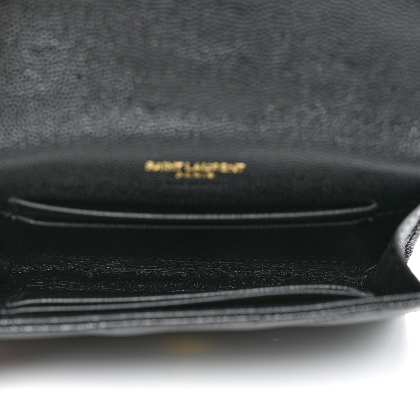 Grain De Poudre Matelasse Chevron Small Monogram Envelope Wallet Black