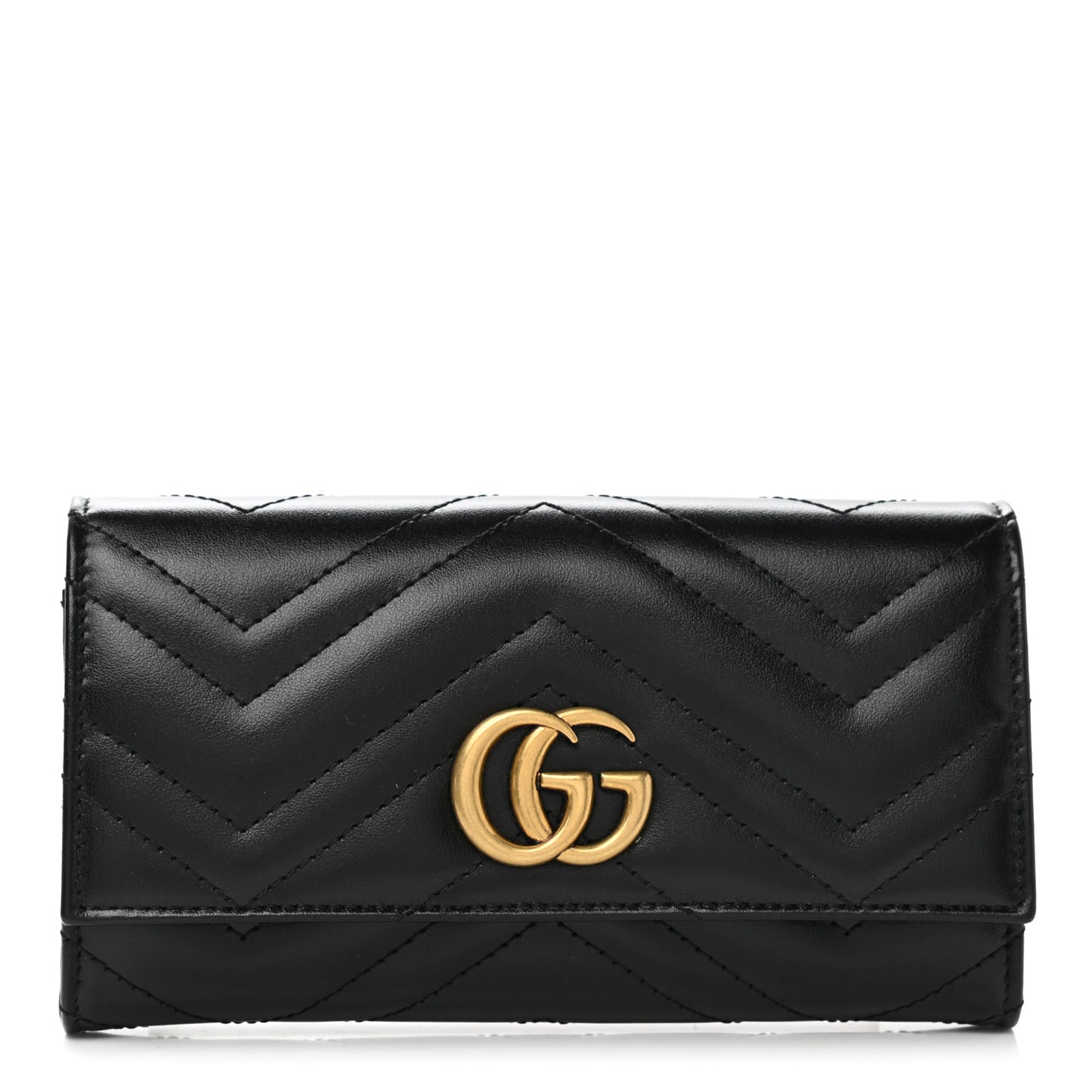 Calfskin Matelasse GG Marmont Continental Wallet Black