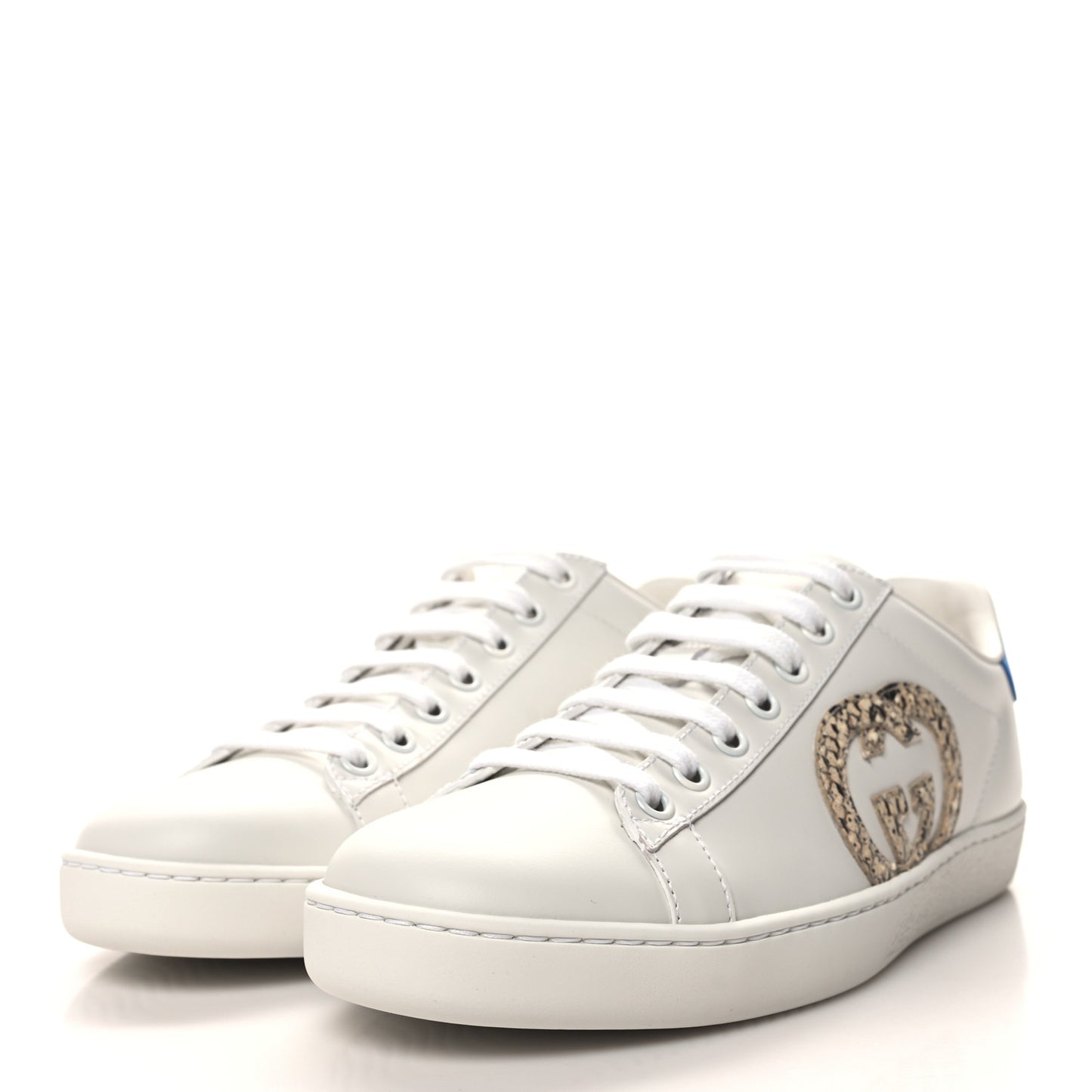 Calfskin Miro Soft Snakeskin Womens Ace Sneakers 36.5 White