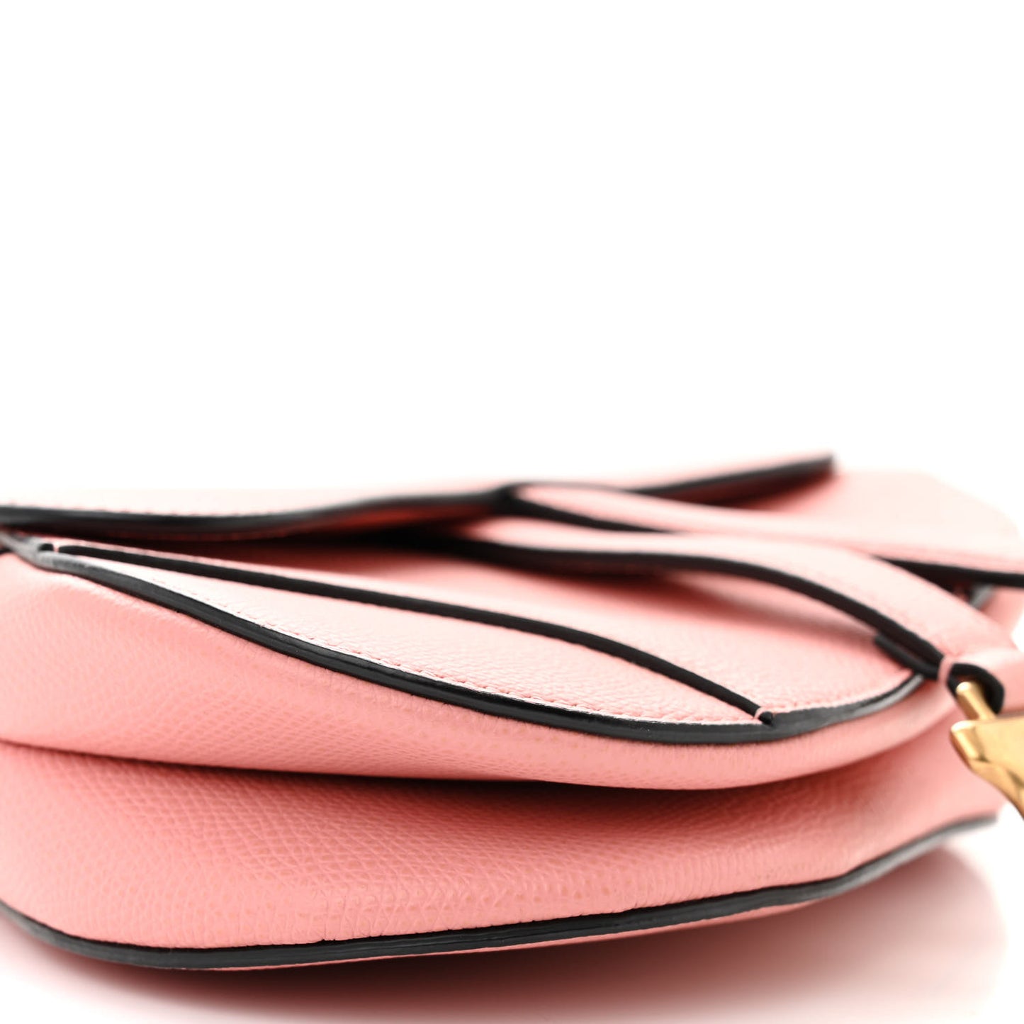 Grained Calfskin Mini Saddle Bag Pink