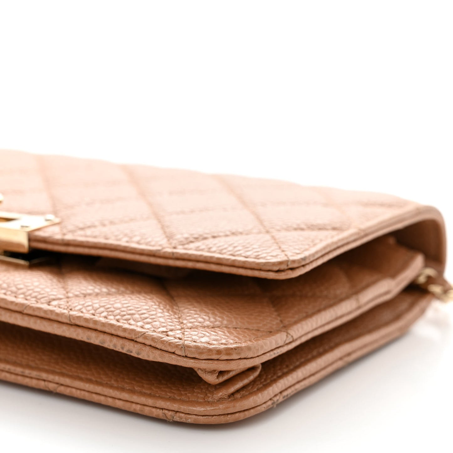 Caviar Quilted Golden Class Wallet On Chain WOC Beige