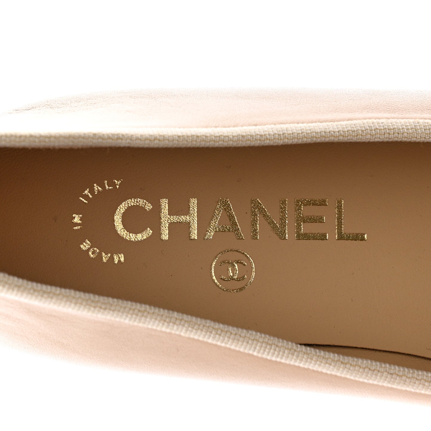 Lambskin Cap Toe CC Ballerina Flats 37 Beige Black