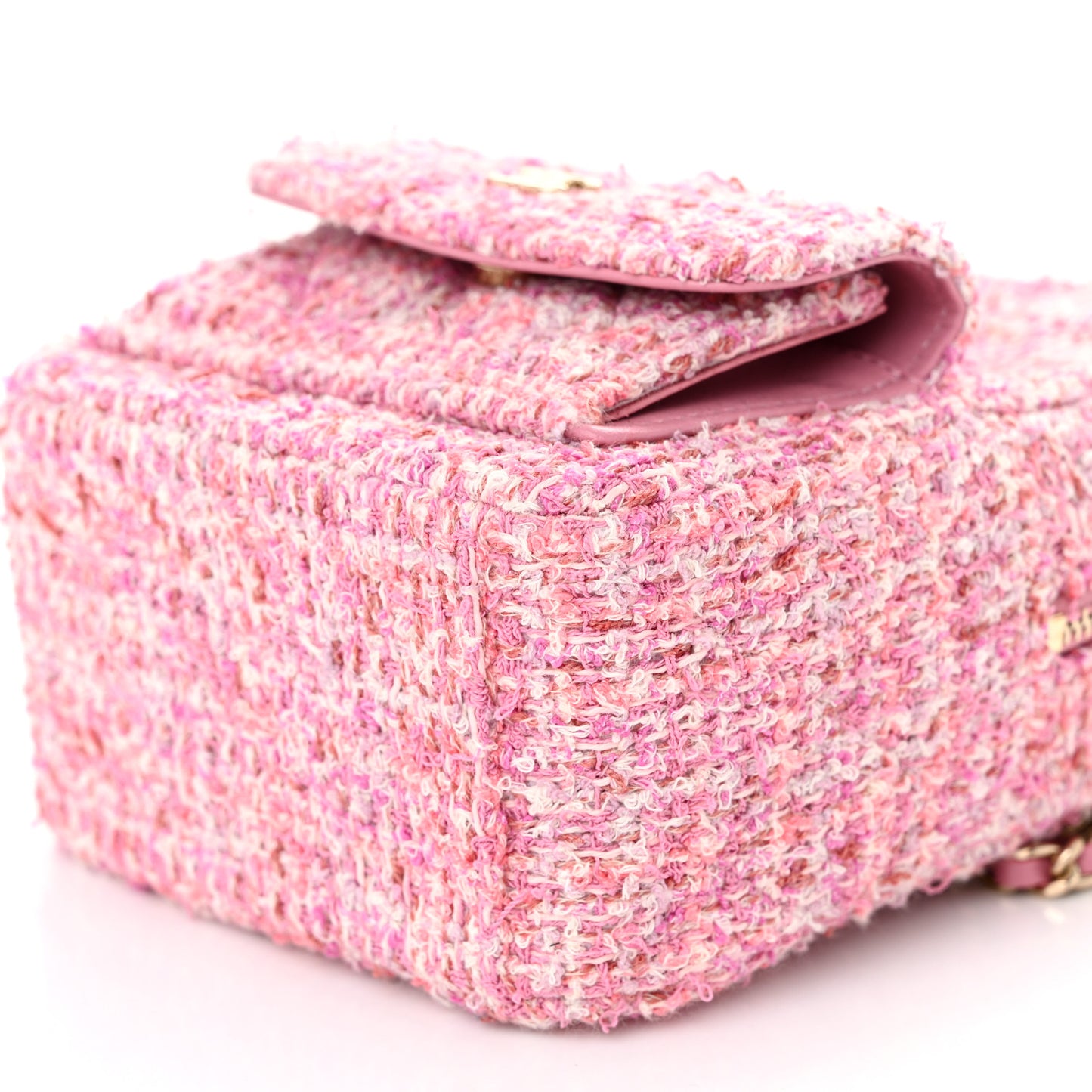 Tweed Quilted CC Mini Classic Backpack Pink