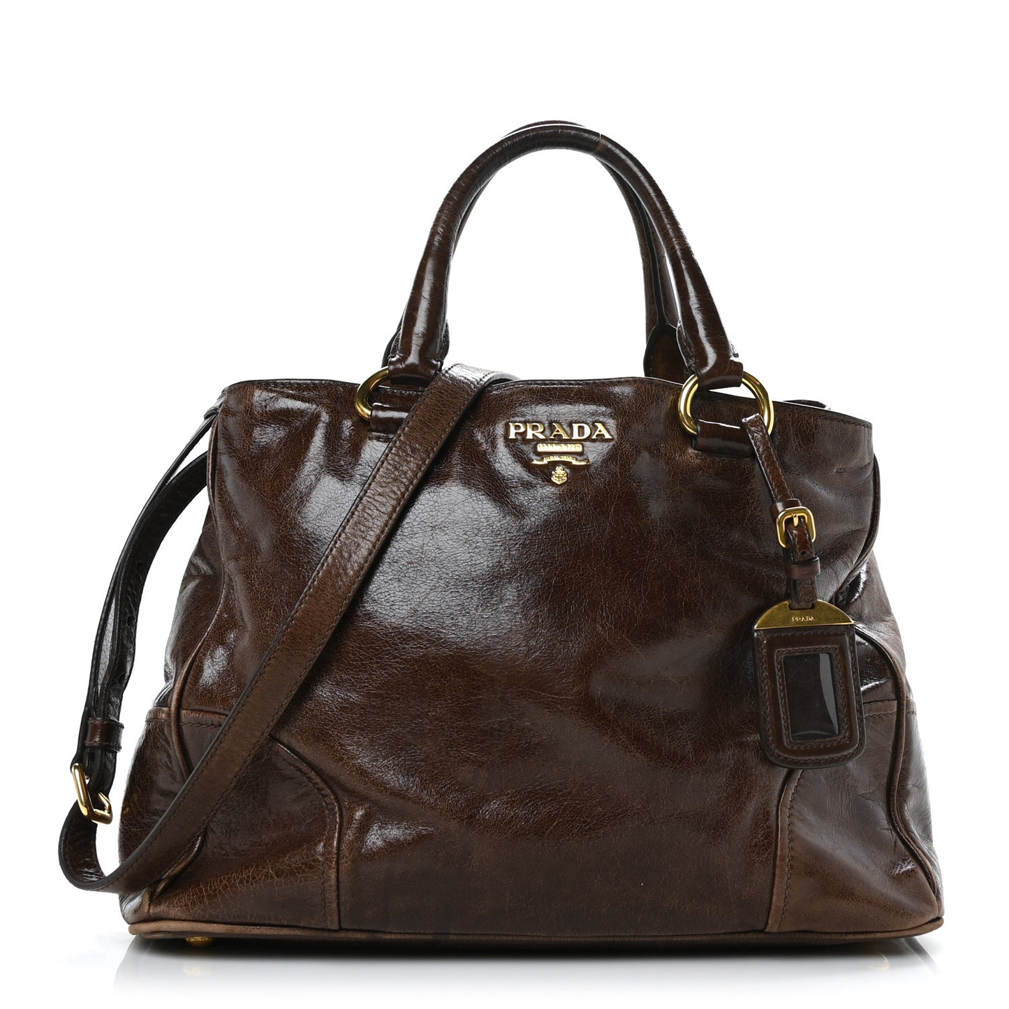 Vitello Shine Shopping Satchel Bruciato