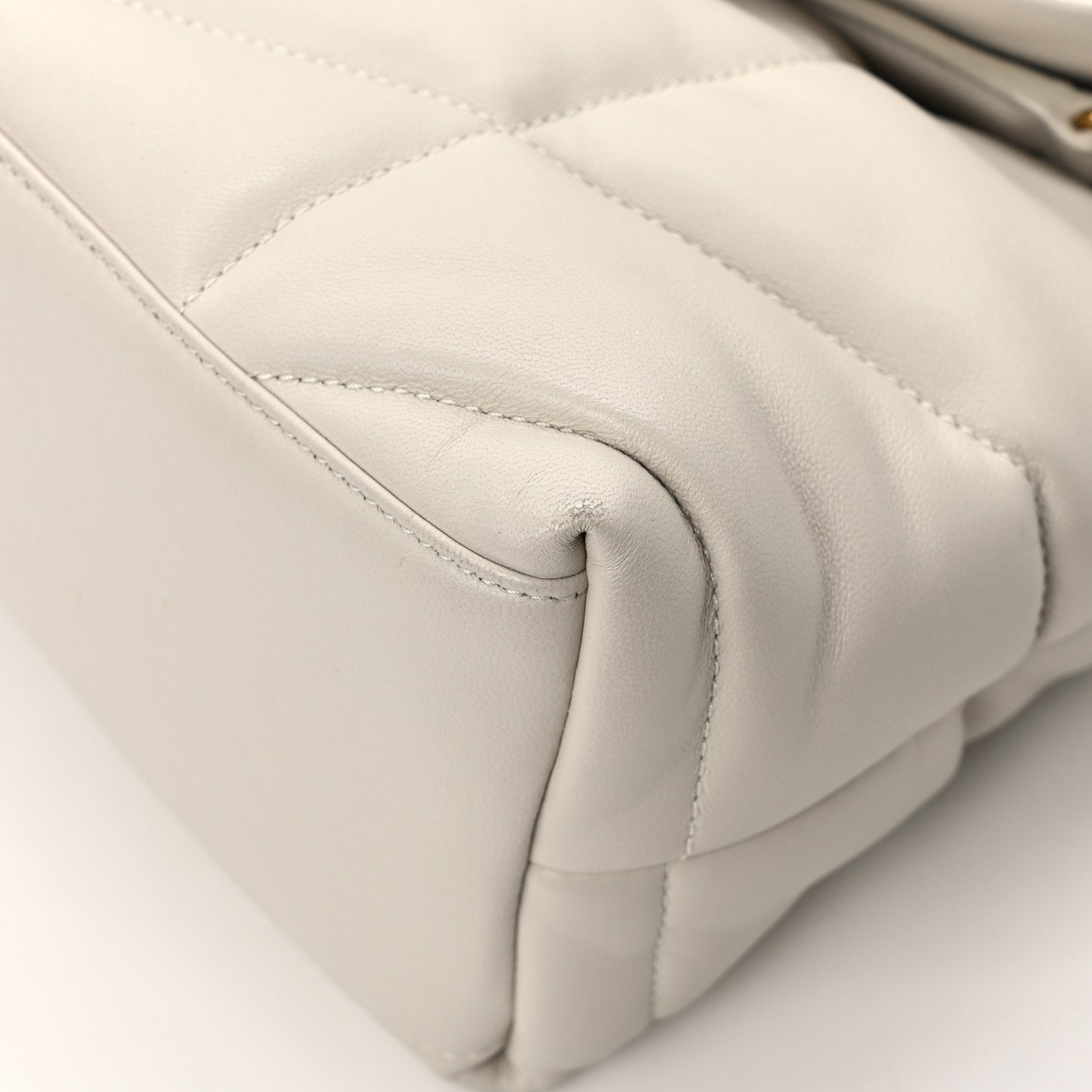 Lambskin Quilted Small Loulou Puffer Monogram Chain Satchel Crema Soft