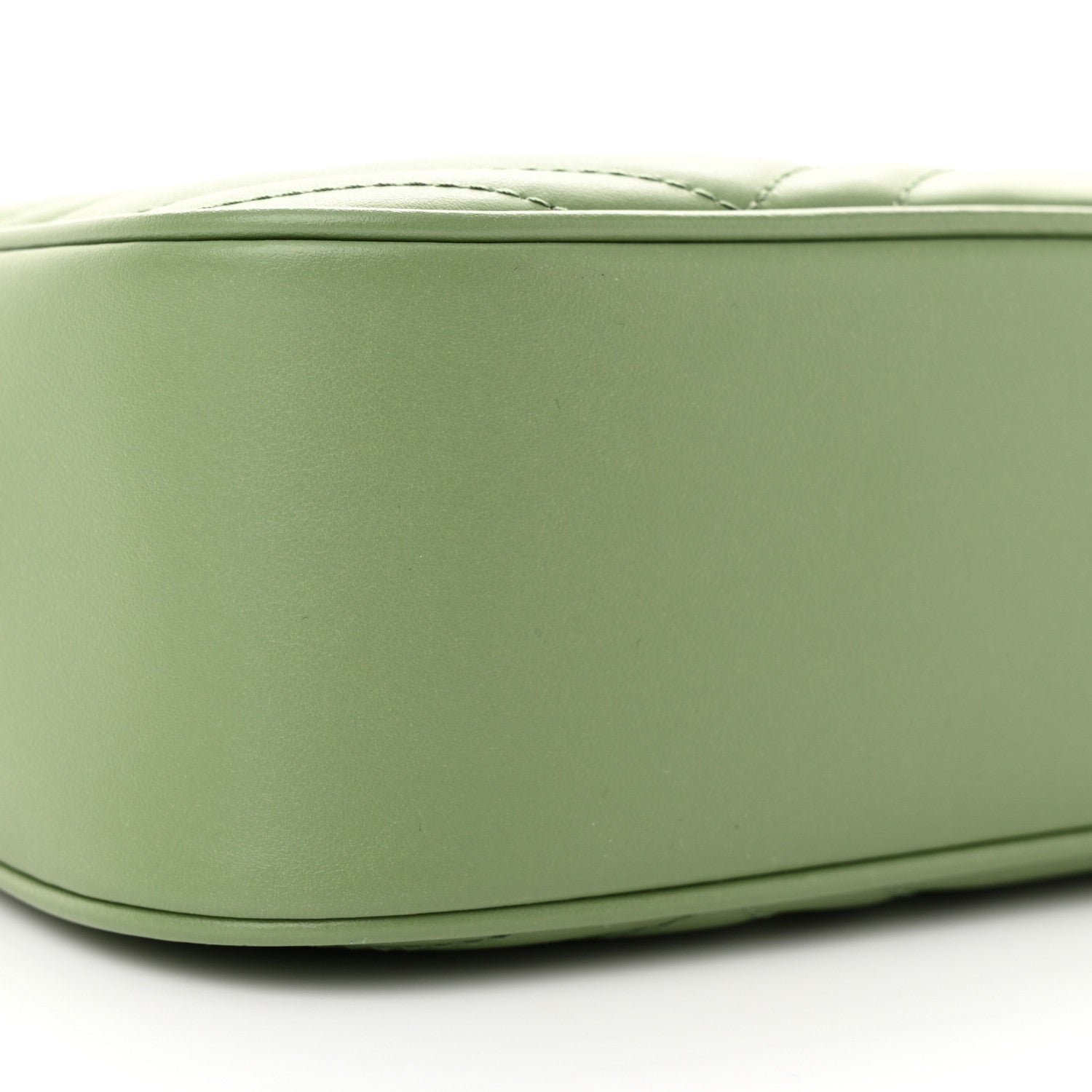 Gucci Calfskin Matelasse Chevron Small GG Marmont Chain Shoulder Bag Salamander Green 8 of 9