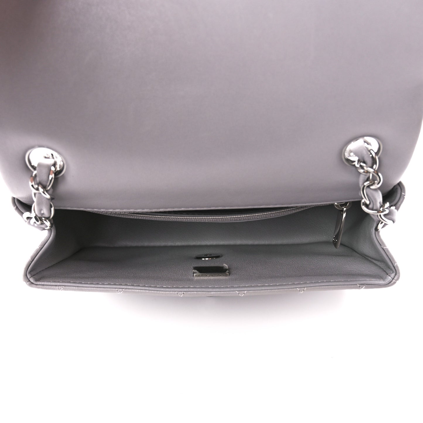 Lambskin Quilted Mini Rectangular Flap Grey
