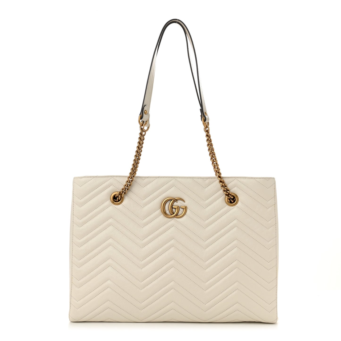 Vintage Calfskin Matelasse Medium GG Marmont Slim Tote White