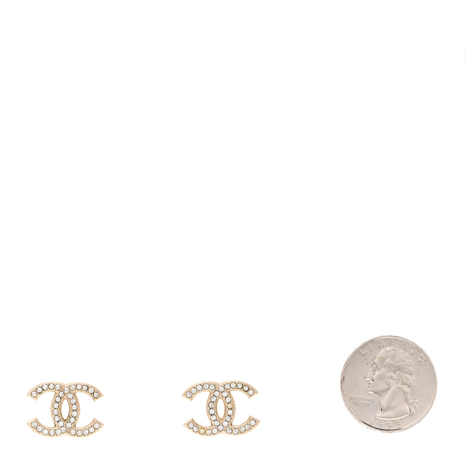 Chanel Crystal CC Earrings Gold 2 of 4
