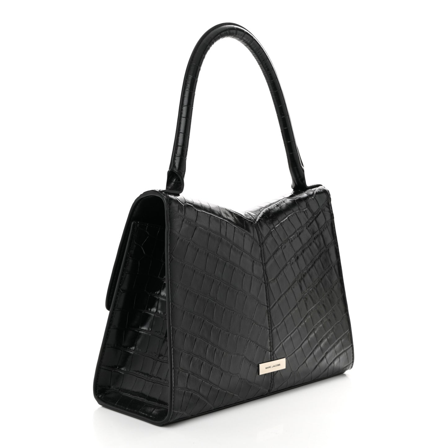 Calfskin Crocodile Embossed The St Marc Large Top Handle Bag Black