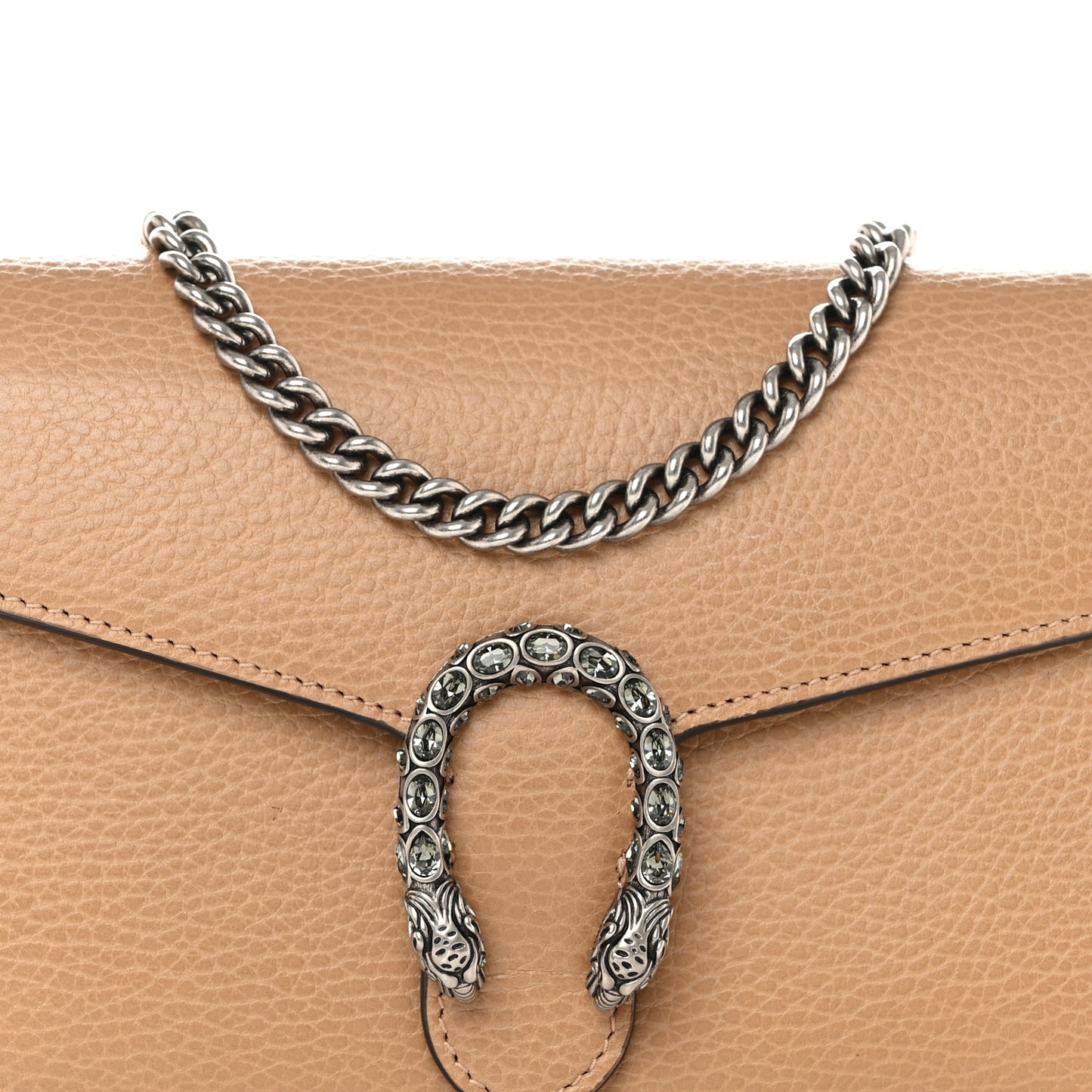 Dollar Calfskin Crystal Mini Dionysus Chain Wallet Natural Tan Black Diamond