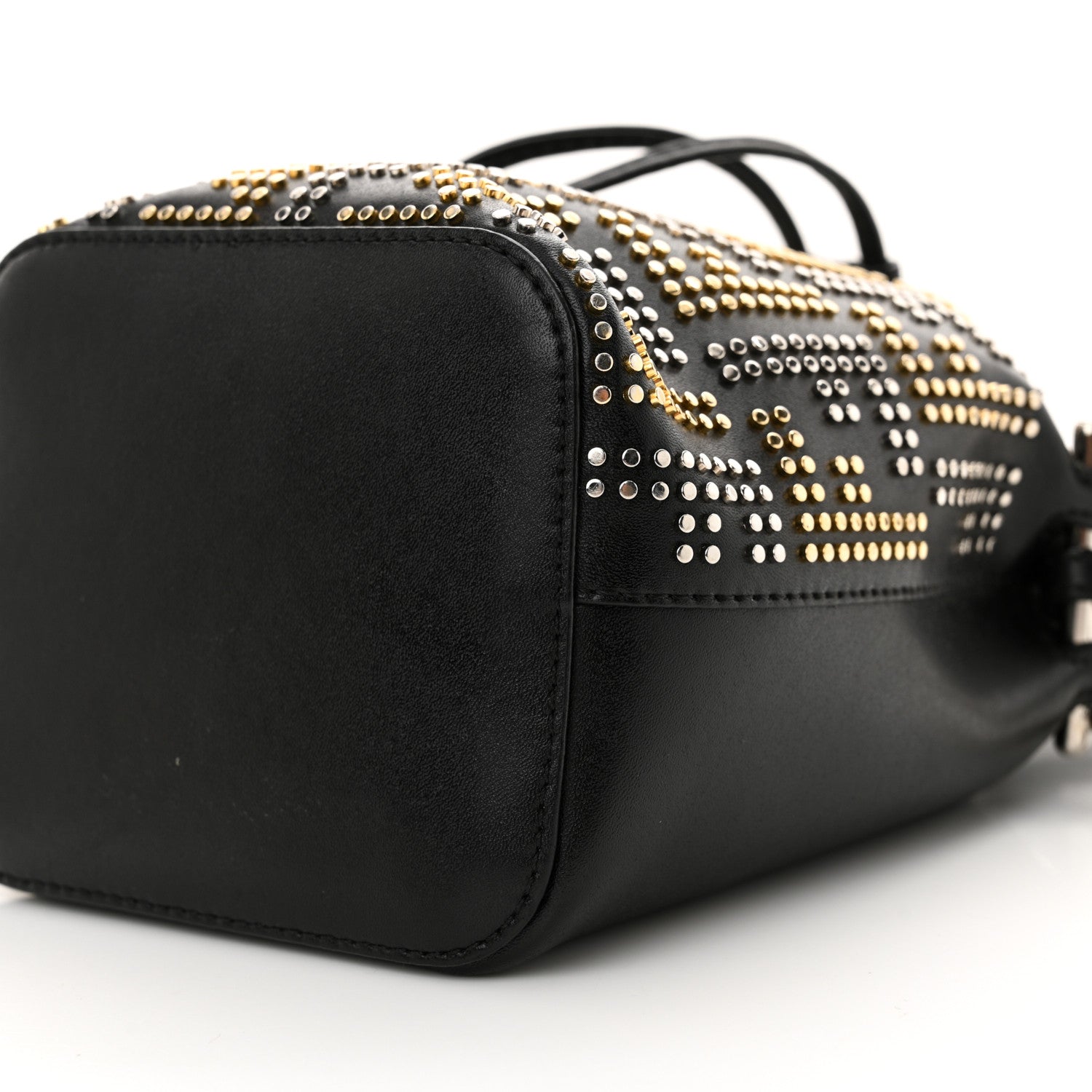 Fendi Vitello Liberty F is Fendi FF Studded Mini Mon Tresor Bucket Bag Black 11 of 13