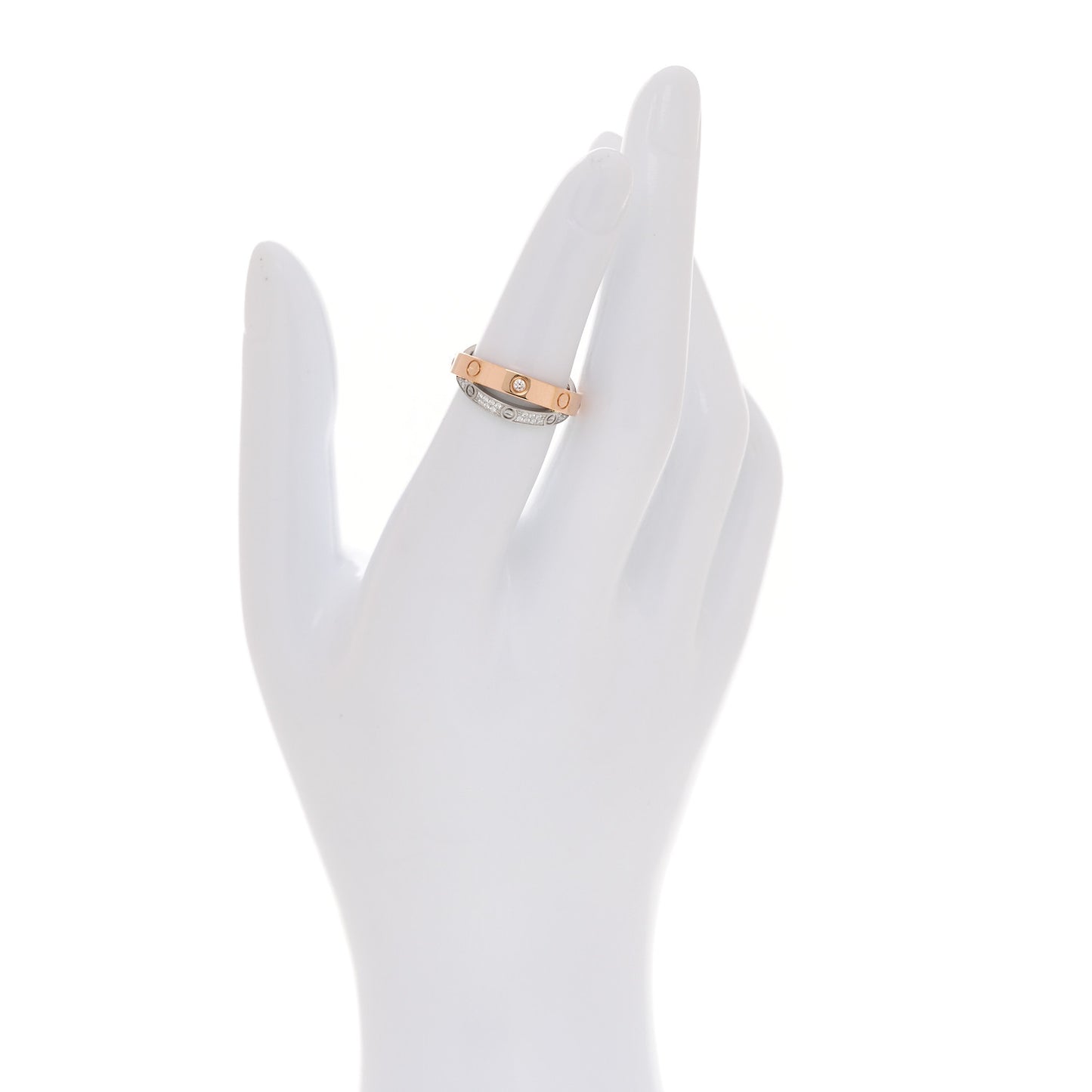 18K Pink White Gold Diamond LOVE Pave Ring 48 4.5