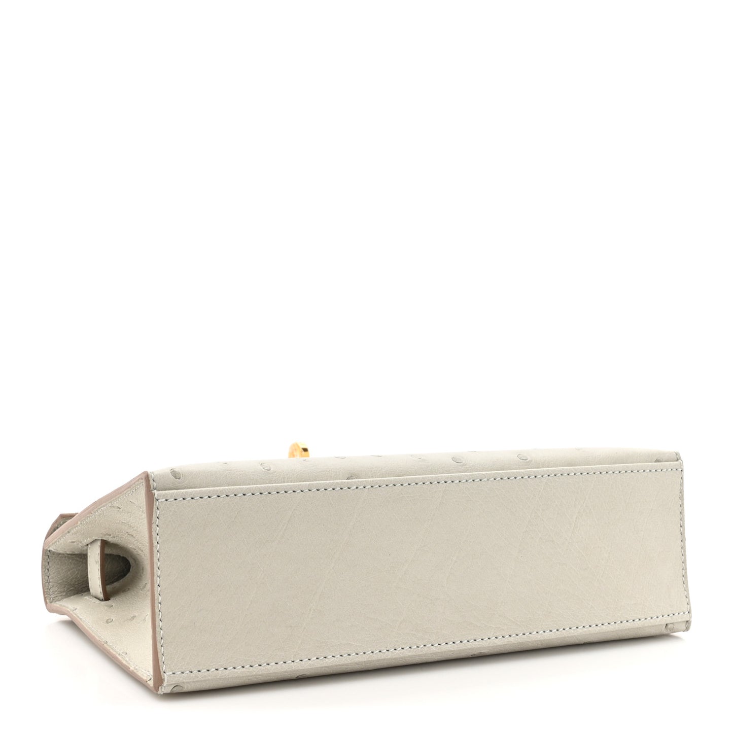 Ostrich Kelly Pochette Clutch Gris Perle