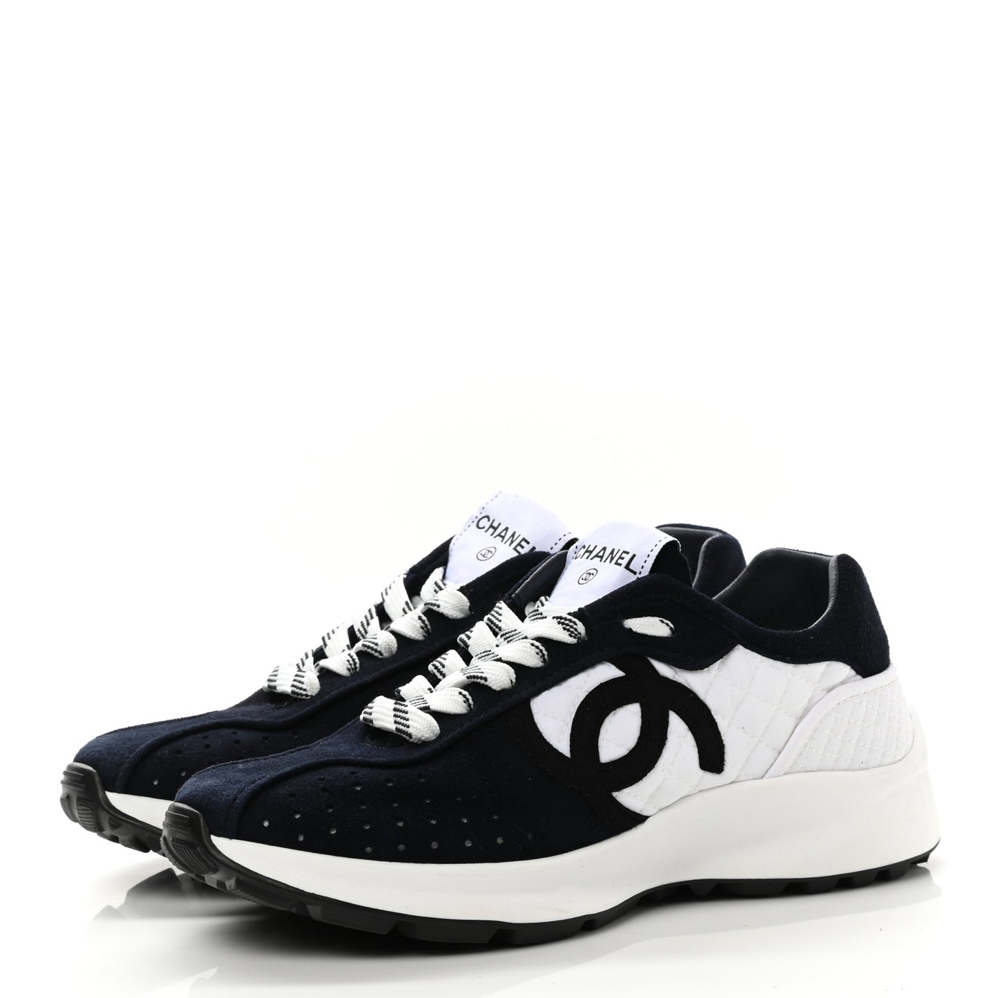 Suede Perforated Womens CC Sneakers 35.5 Navy White