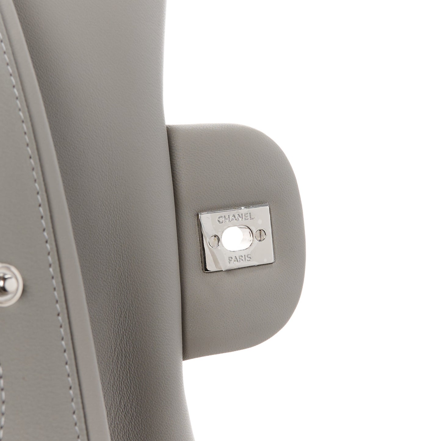 Lambskin Quilted Jumbo Double Flap Grey