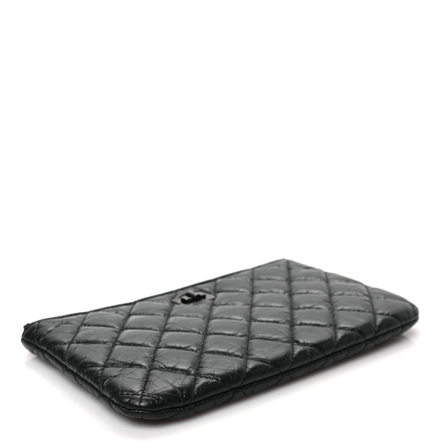 Chanel Aged Calfskin Quilted Medium Reissue Cosmetic Case So Black 4 of 7
