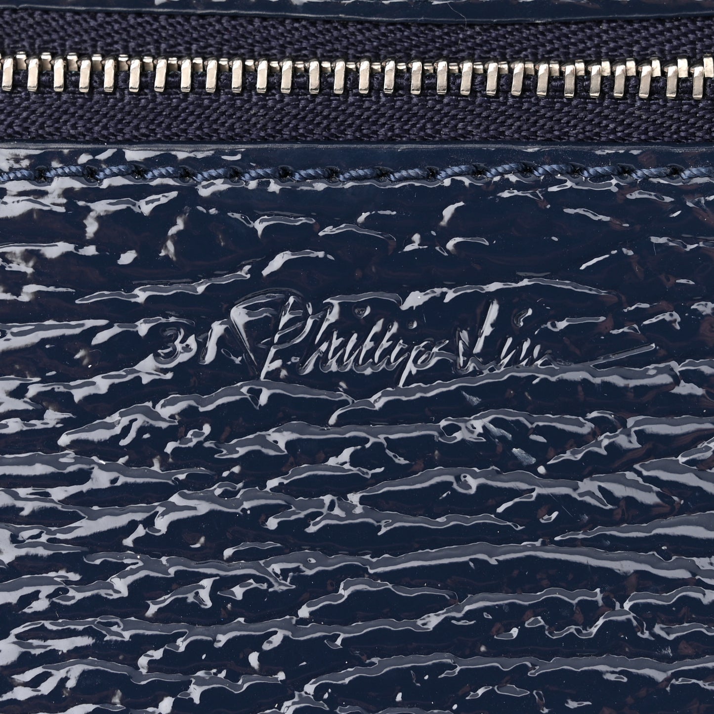 Textured Patent Mini Pashli Satchel Navy