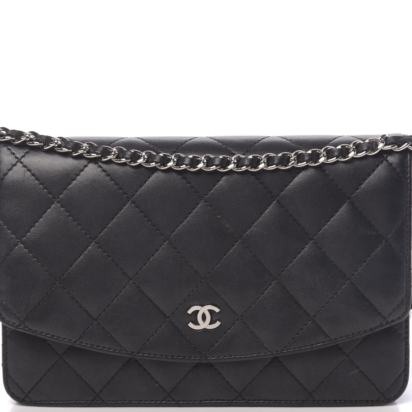 Lambskin Quilted Wallet On Chain WOC Black