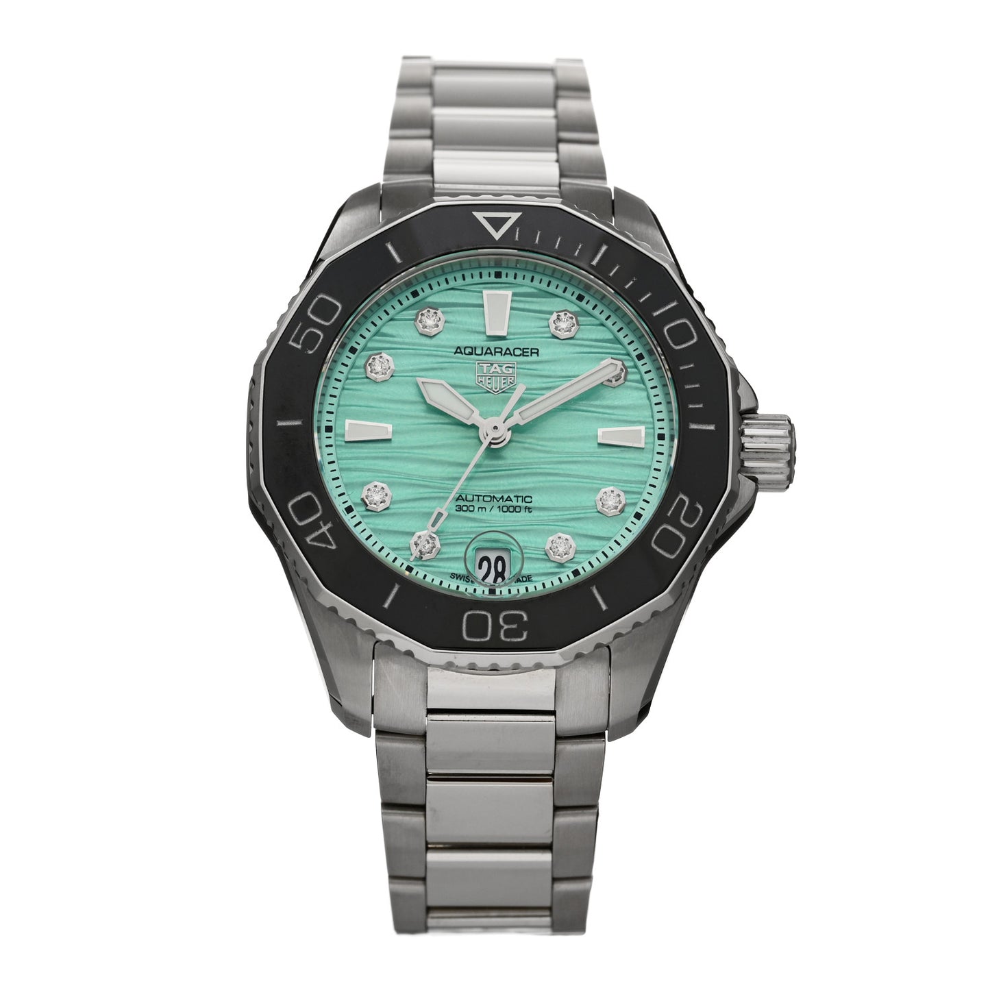 Stainless Steel Diamond 36mm Aquaracer Automatic Watch Green WBP231K