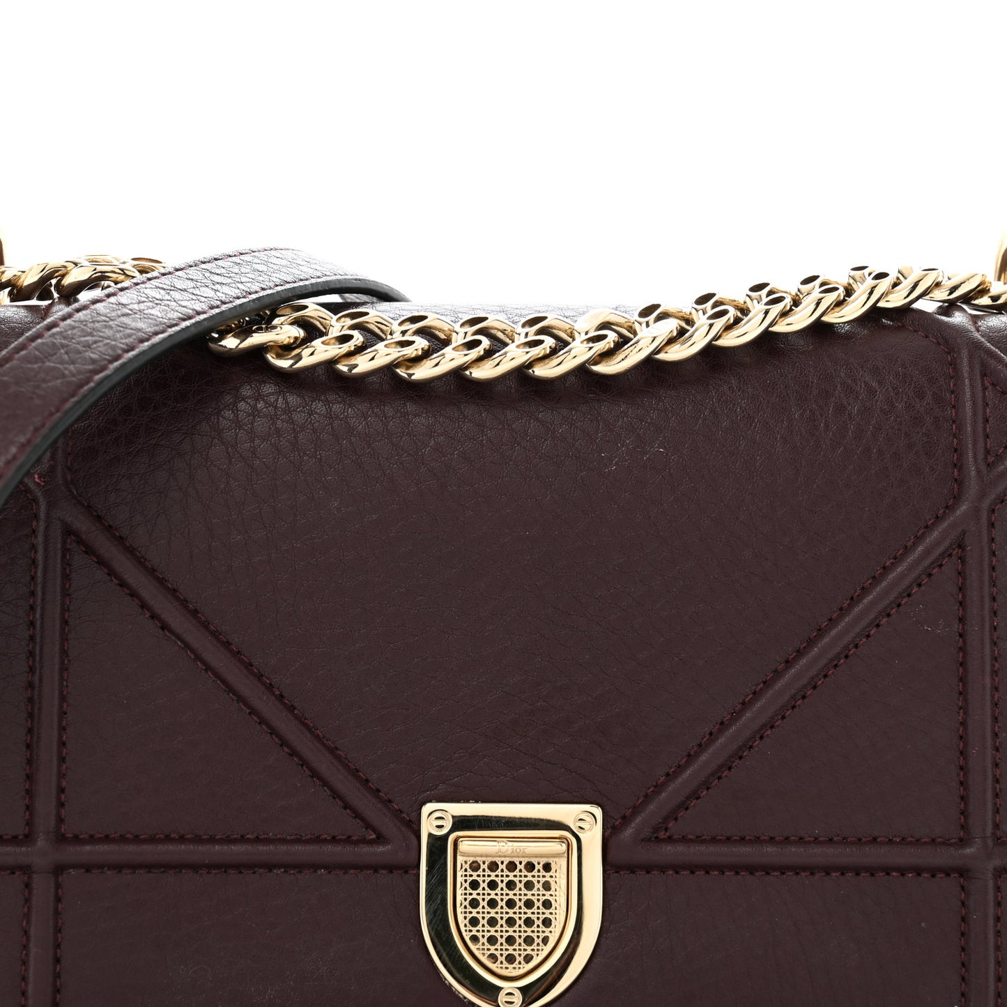 Grained Calfskin Small Diorama Flap Bag Burgundy