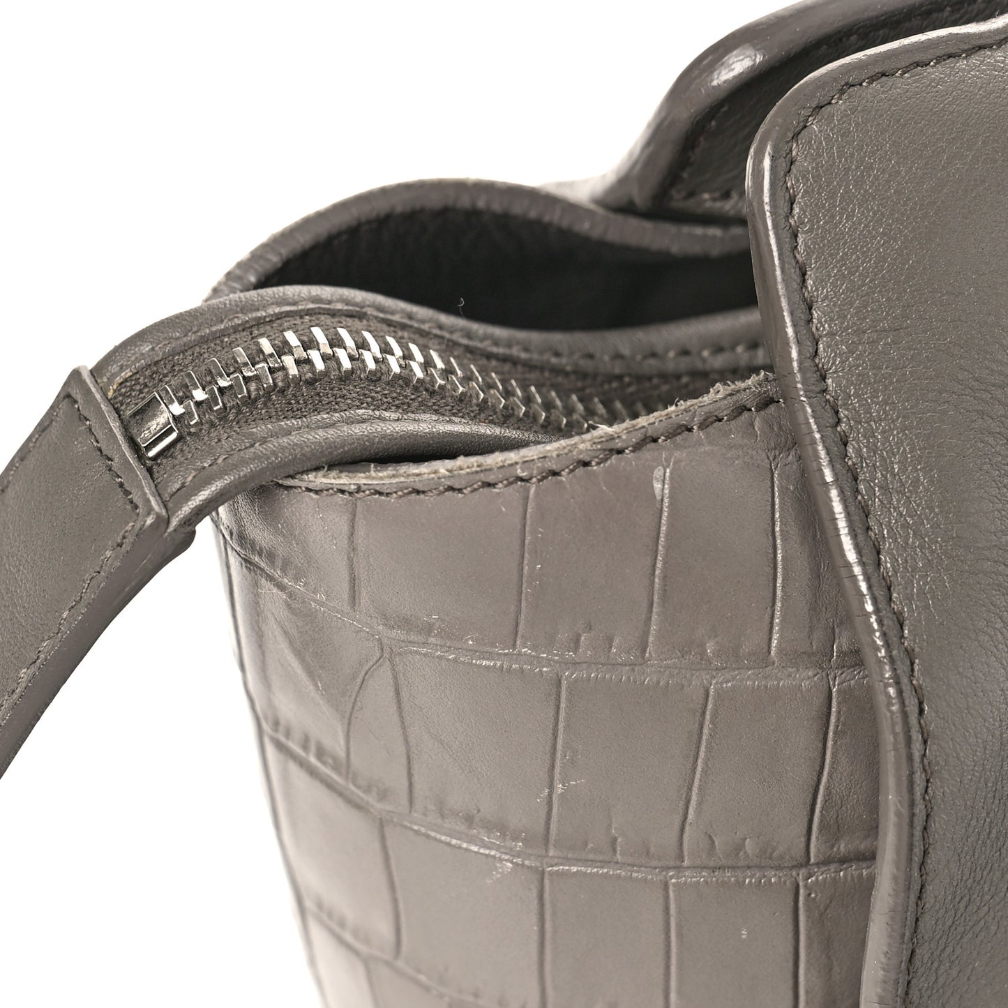Smooth Calfskin Crocodile Embossed Baby Monogram Downtown Cabas Earth