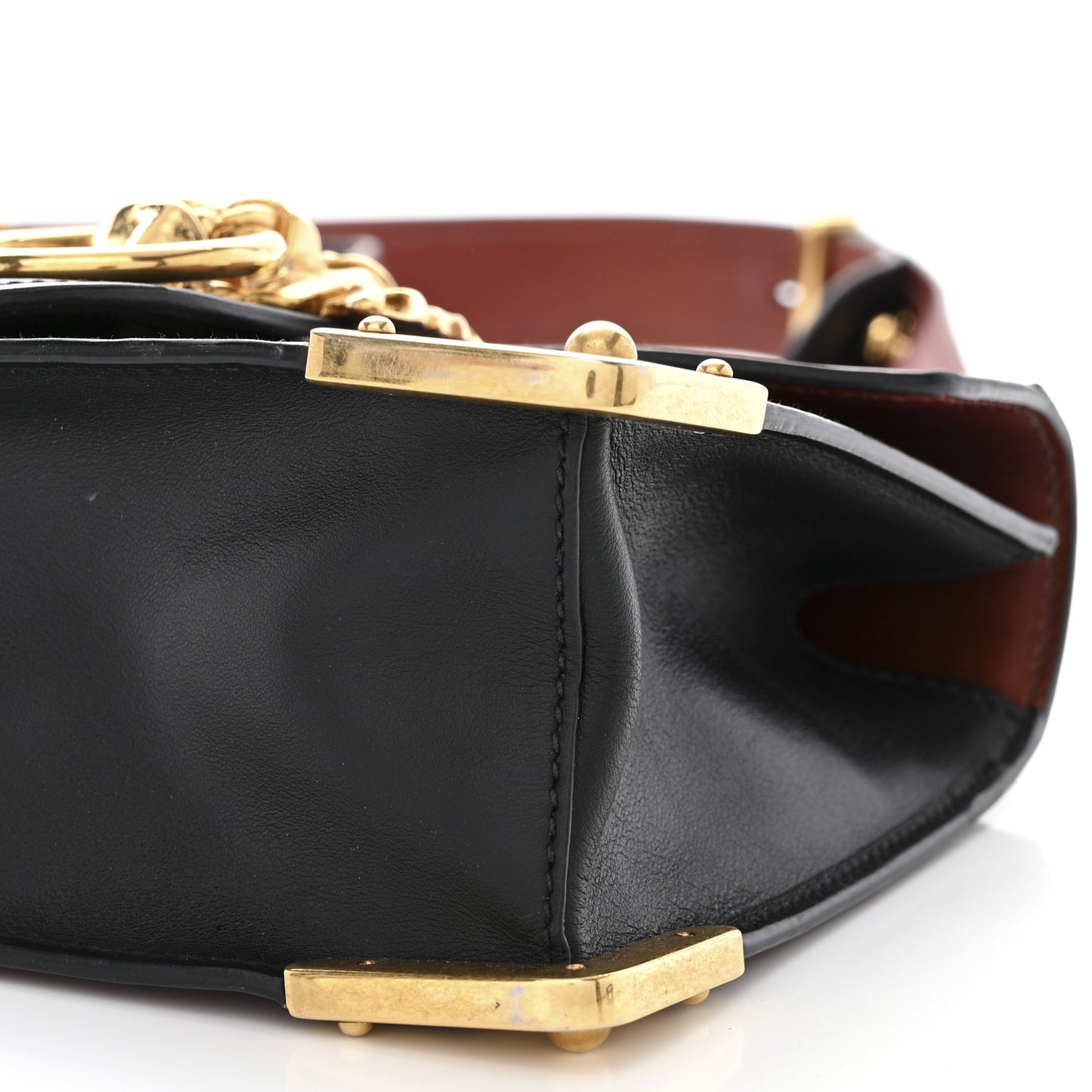 Antic Soft Saffiano Lions Head Cahier Shoulder Bag Cotto Black