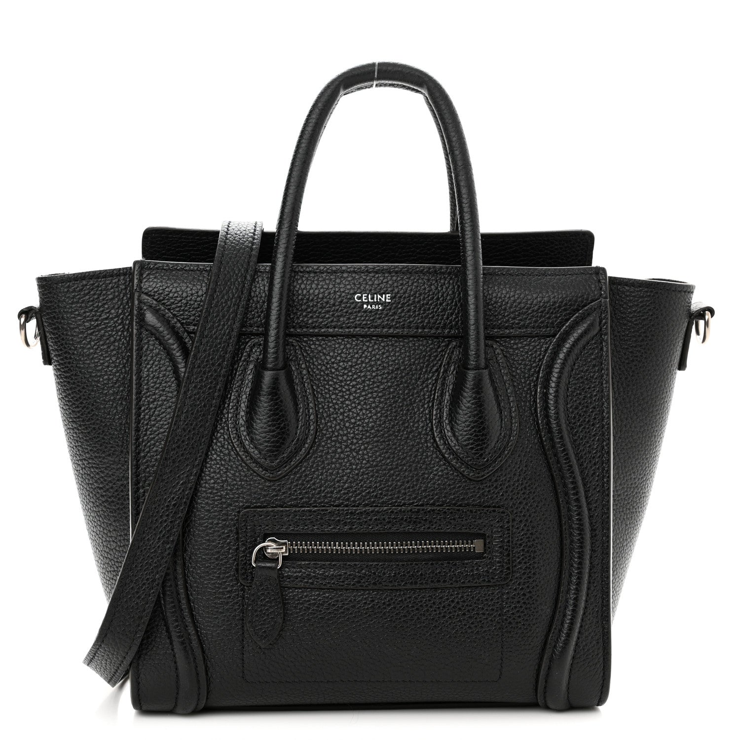 Celine Drummed Calfskin Nano Luggage Black 1 of 15