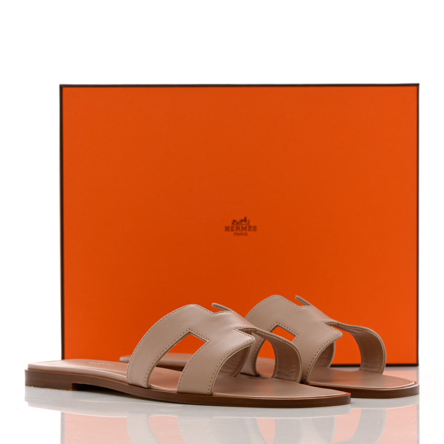 Box Calfskin Oran Sandals 41 Beige Nude