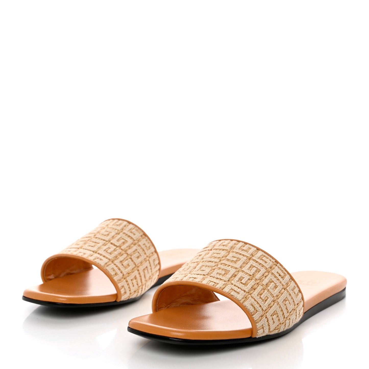 Canvas Raffia 4G Logo Mule Slide Sandals 40 Beige