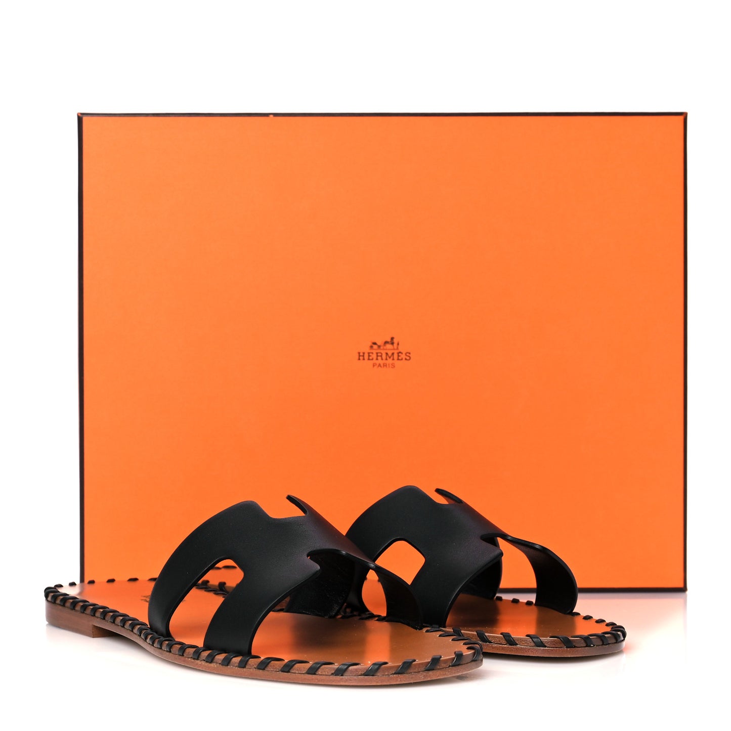 Box Calfskin Braided Oran Sandals 35.5 Black