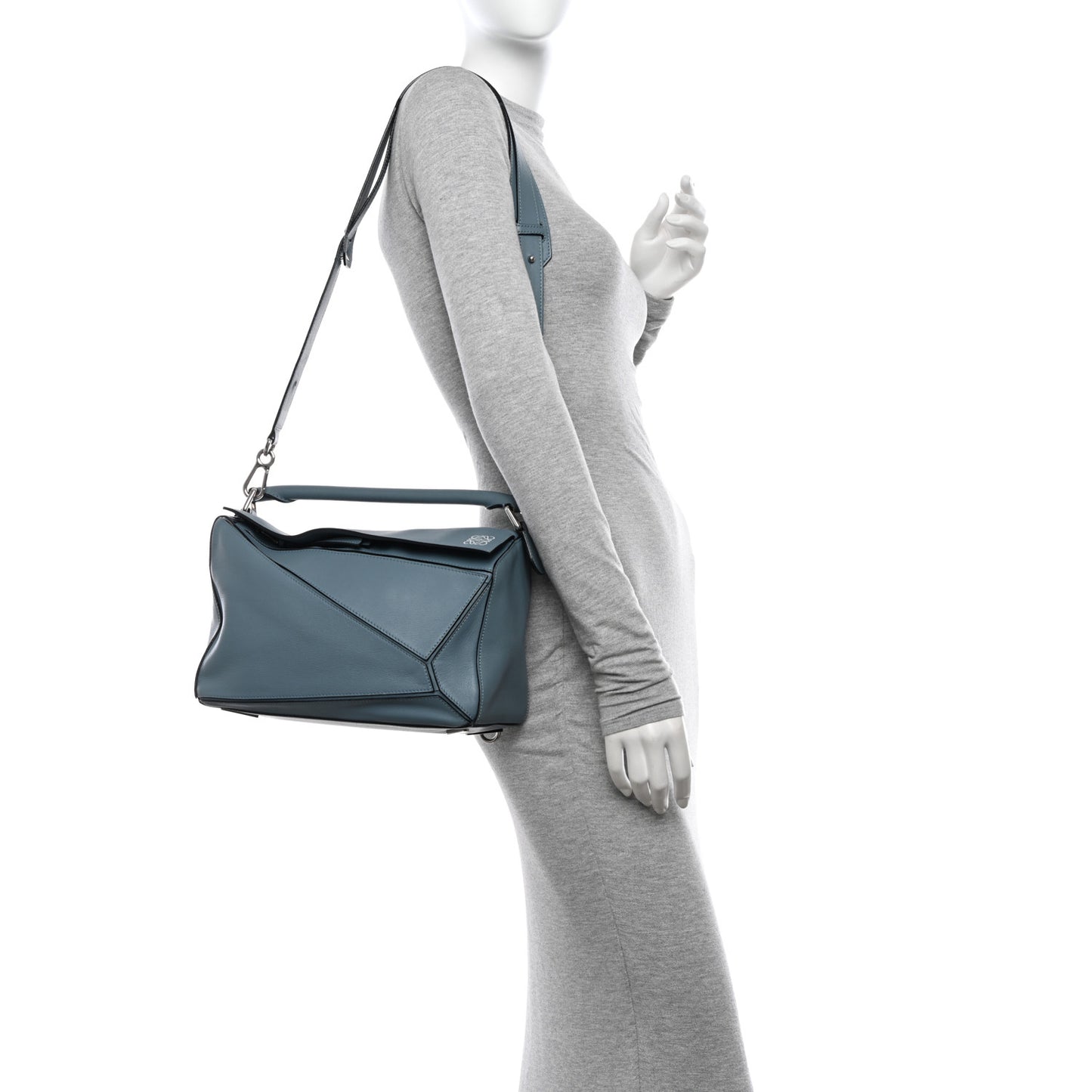 Calfskin Medium Puzzle Bag Stone Blue