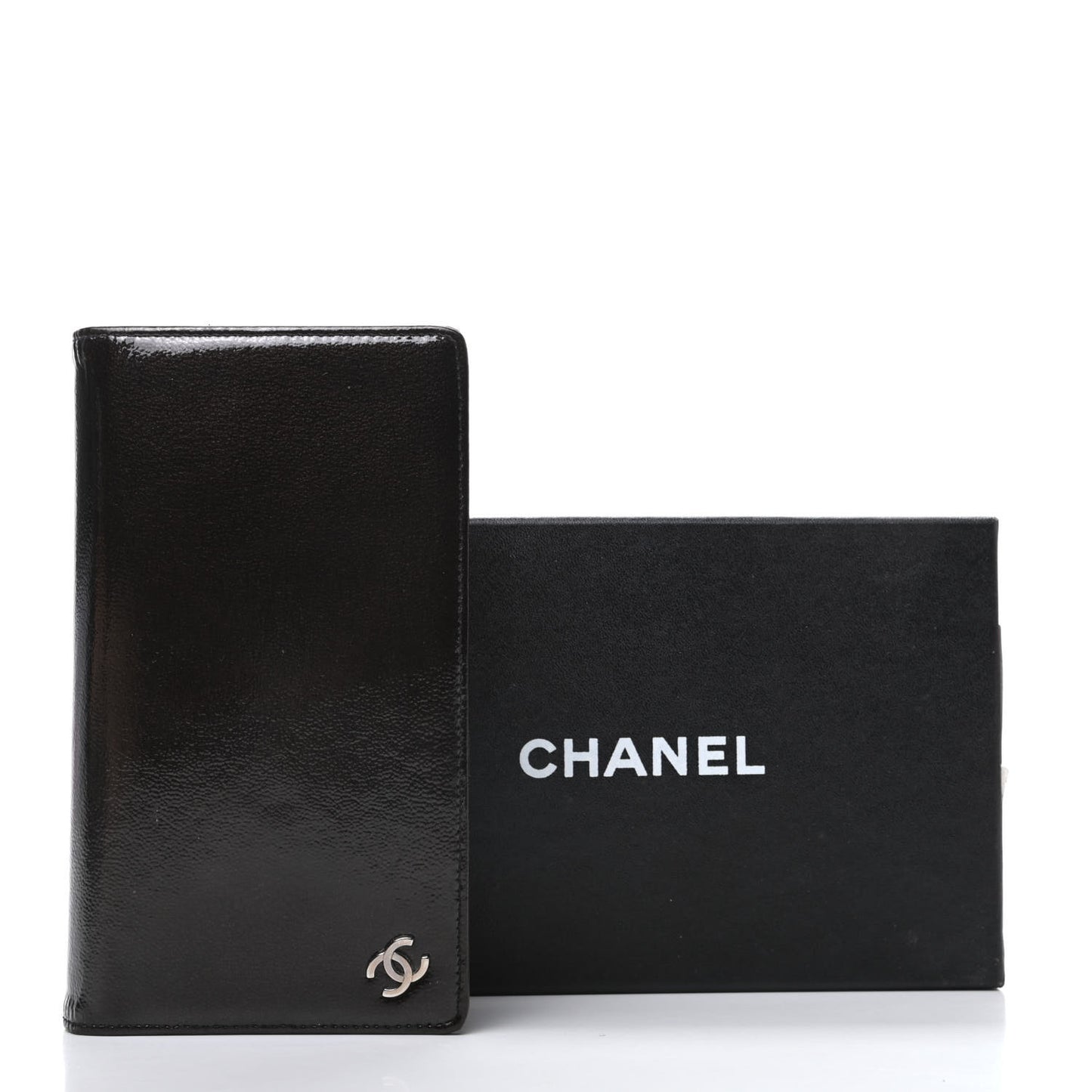 Grained Patent CC Yen Wallet Black