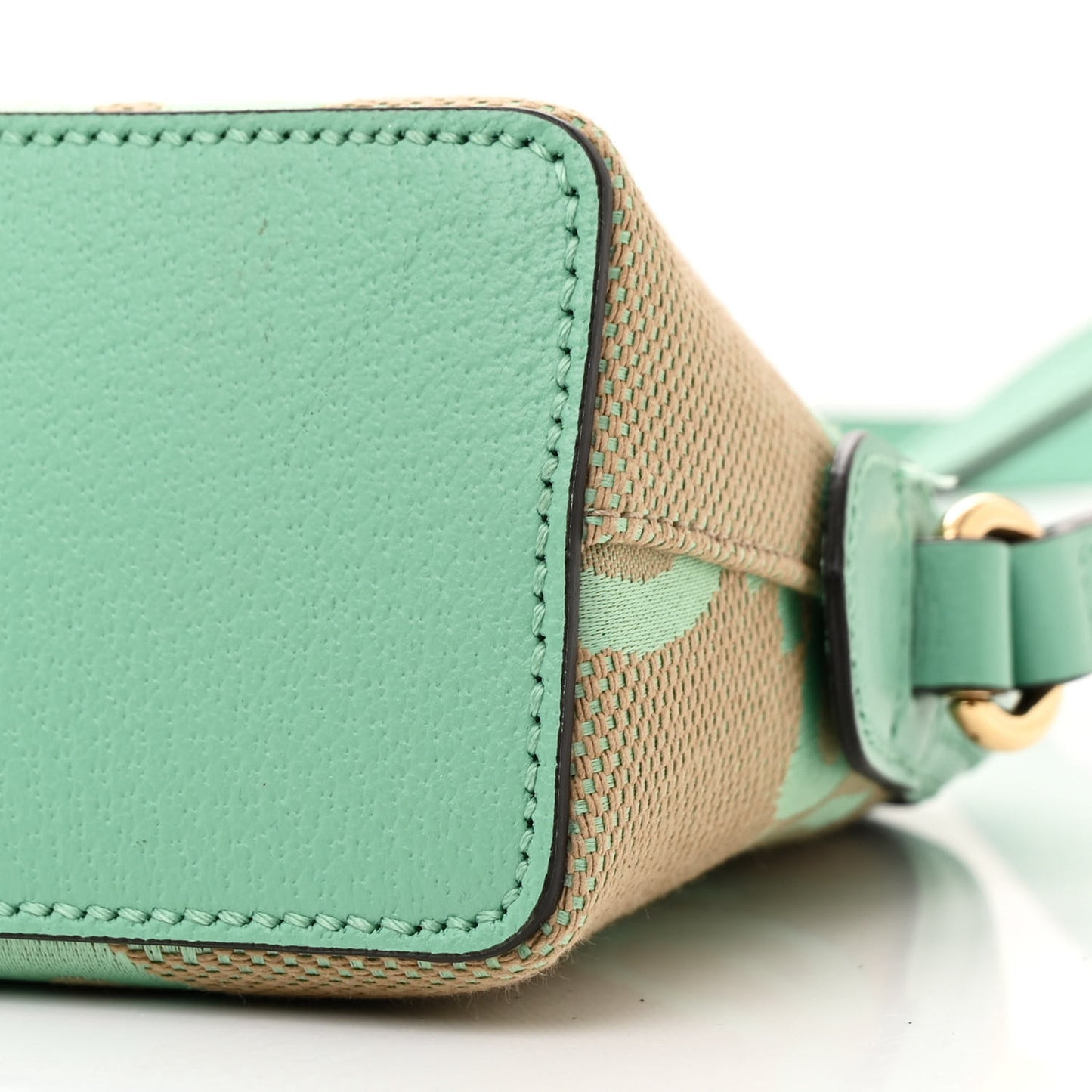 Monogram Jumbo GG Textured Dollar Calfskin Small Ophidia Dome Shoulder Bag Beige Pepperlight Mint