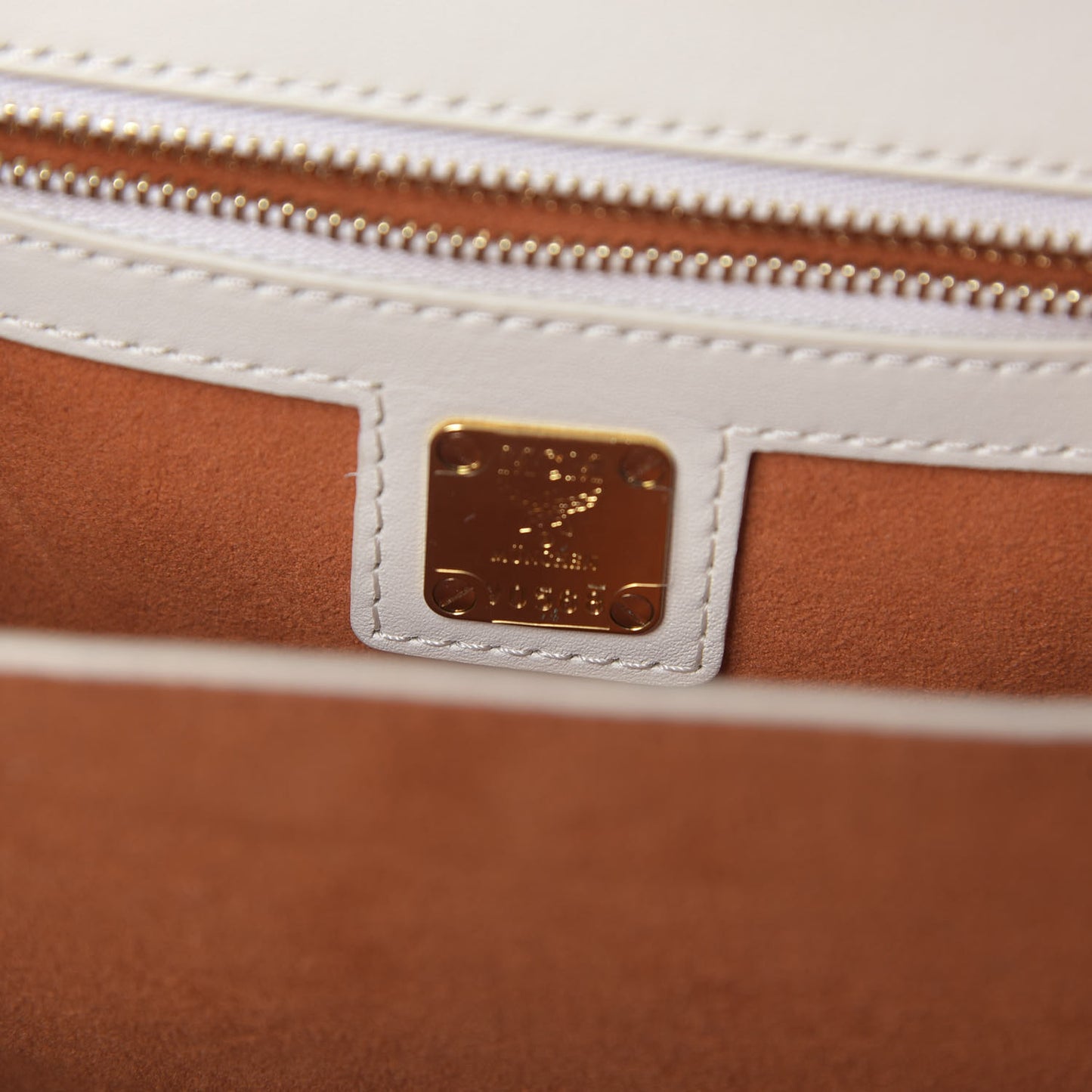 Visetos Calfskin Small Patricia Crossbody Bag Cognac White