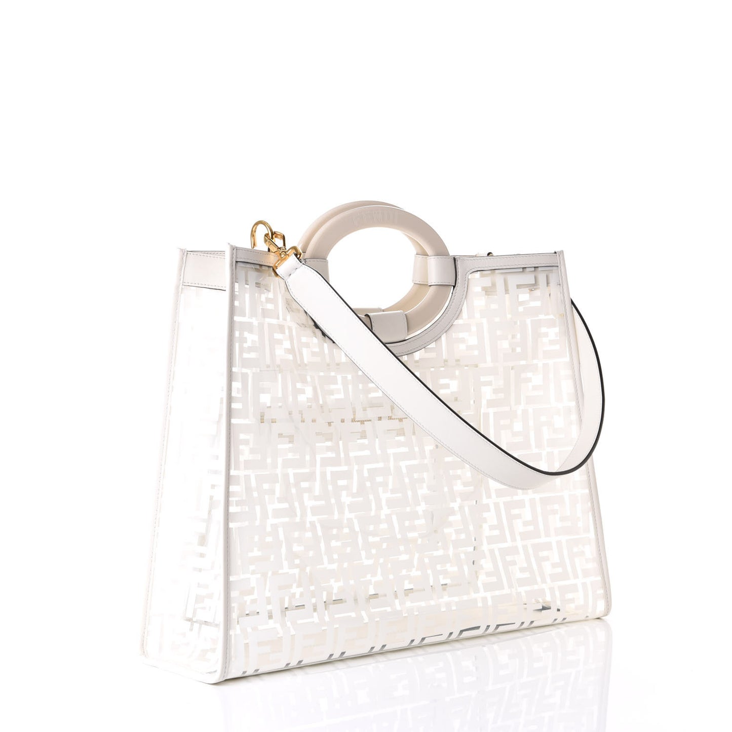 TPU FF Vitello Century Plexiglass Medium Runaway Shopper Tote White