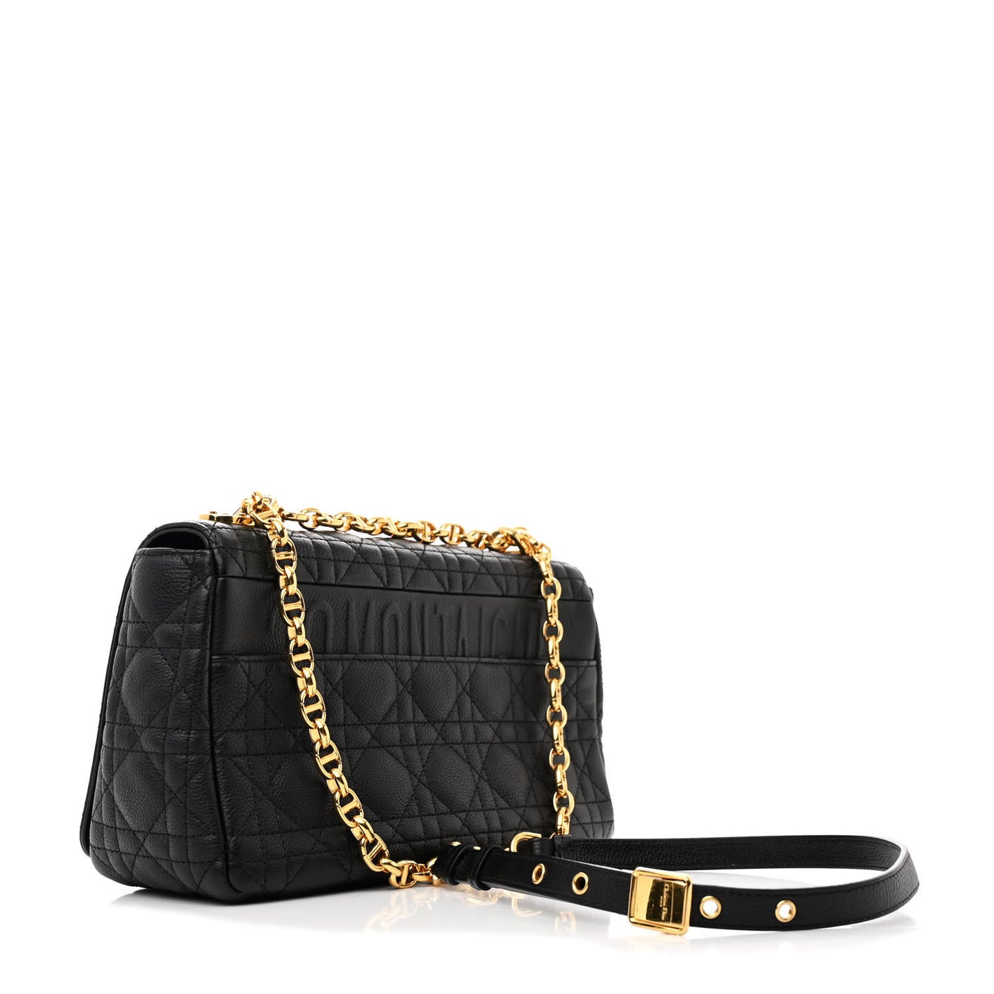 Calfskin Cannage Medium Caro Bag Black