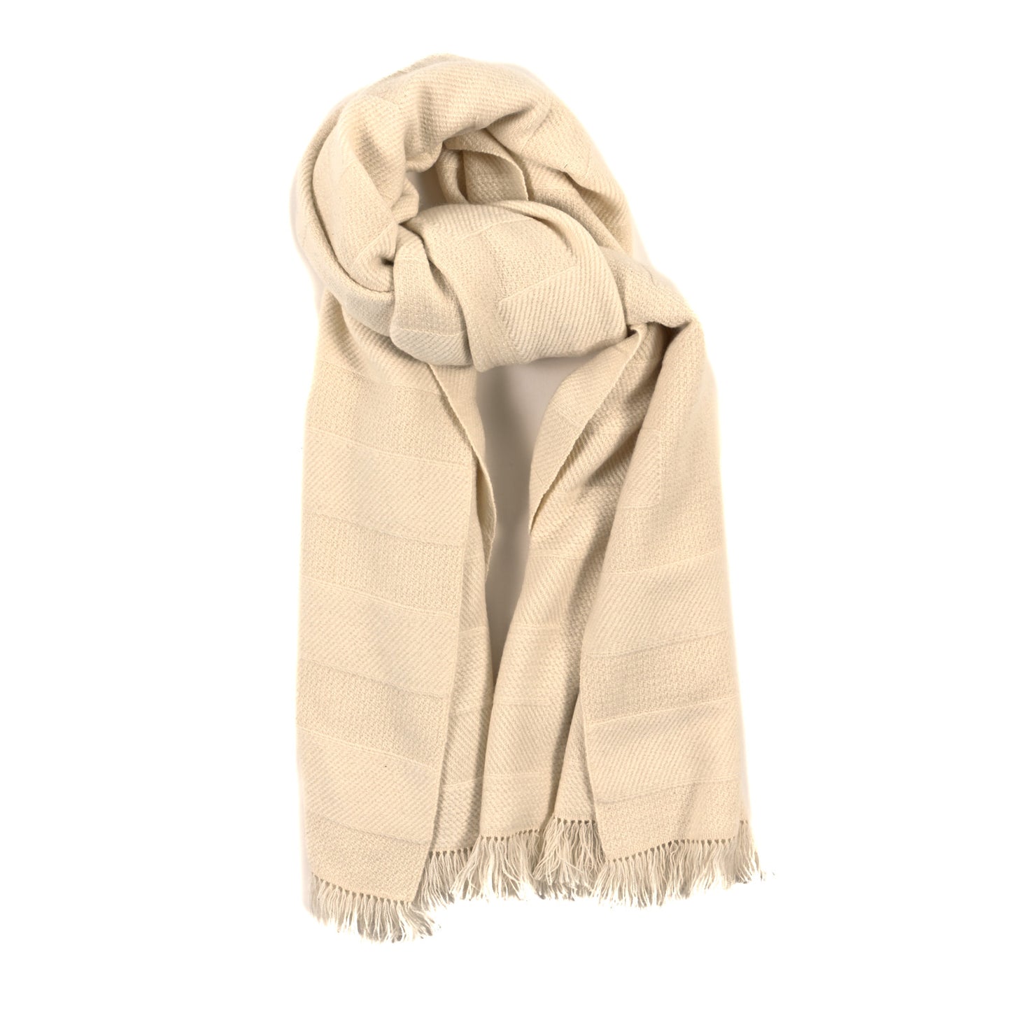 Cashmere Fringe Rayee H Stole Blanc Casse