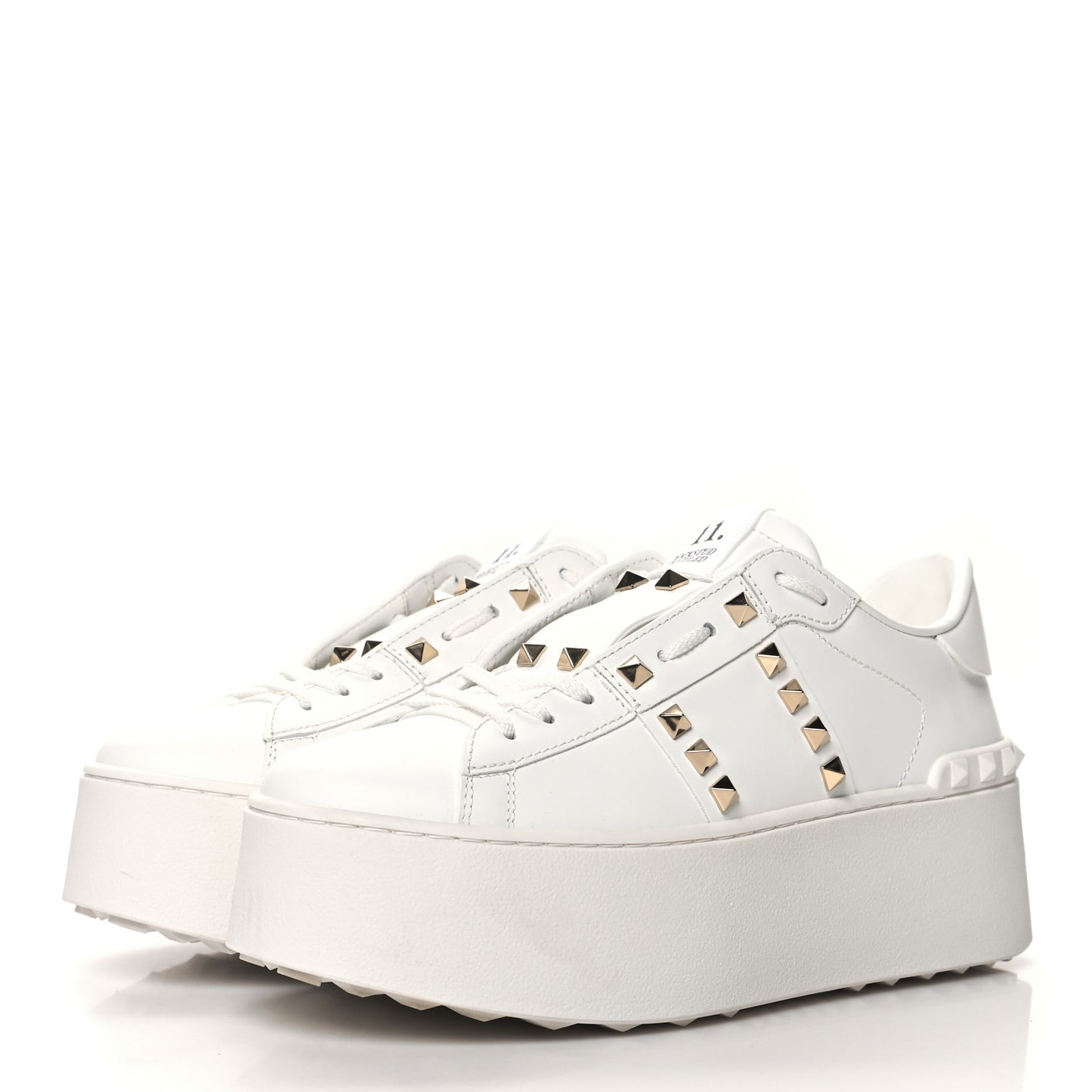 Calfskin Rockstud Untitled 57mm Platform Sneakers 39.5 White