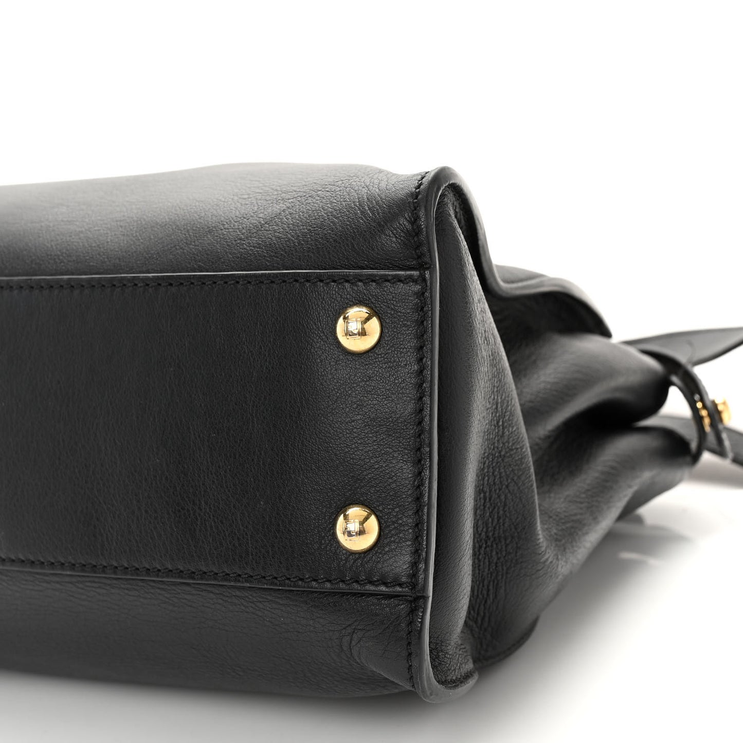 Vitello Seta Shiny Nappa Medium Peekaboo Iconic Satchel Black