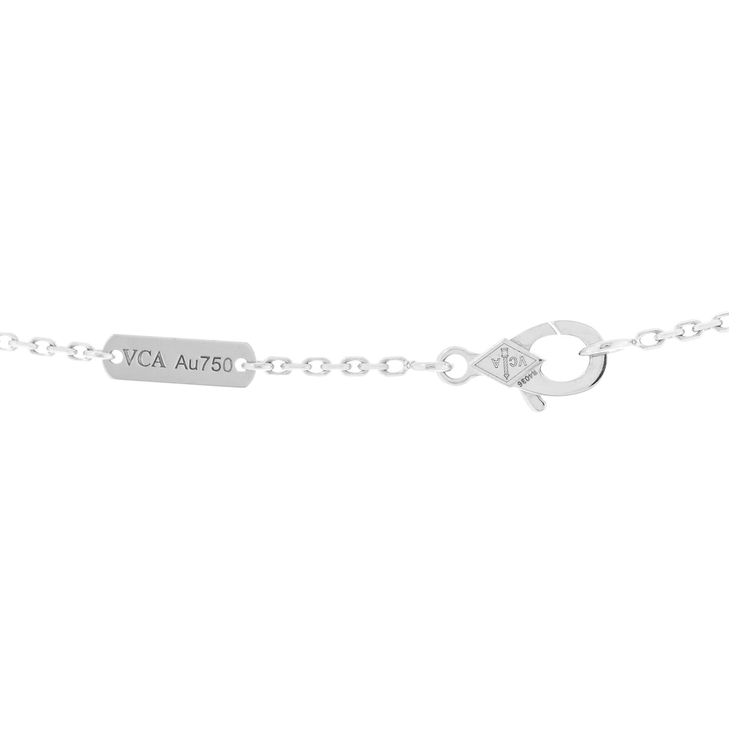 18K White Gold Guilloche Vintage Alhambra Pendant Necklace