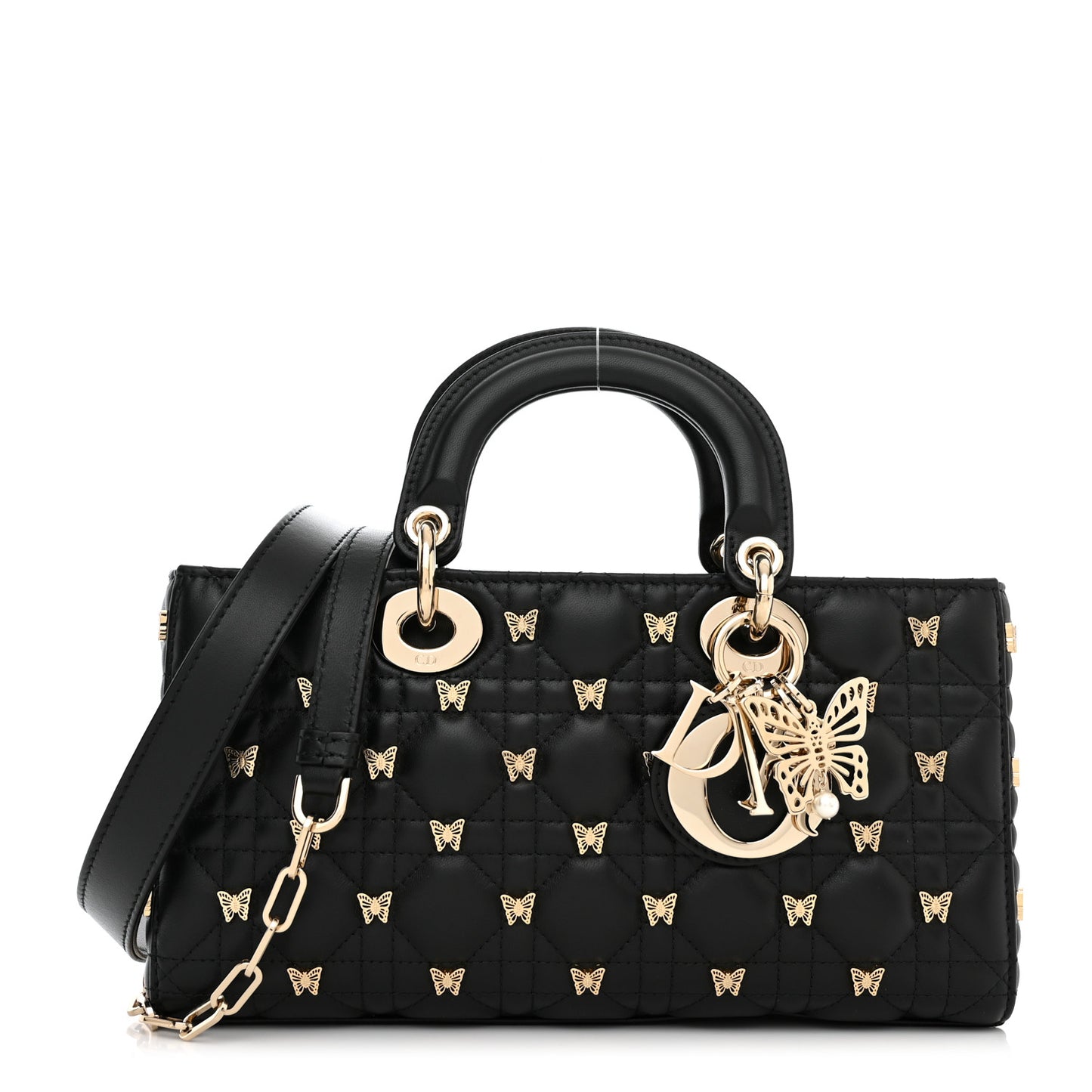 Lambskin Butterfly Cannage Lady D-Joy Black