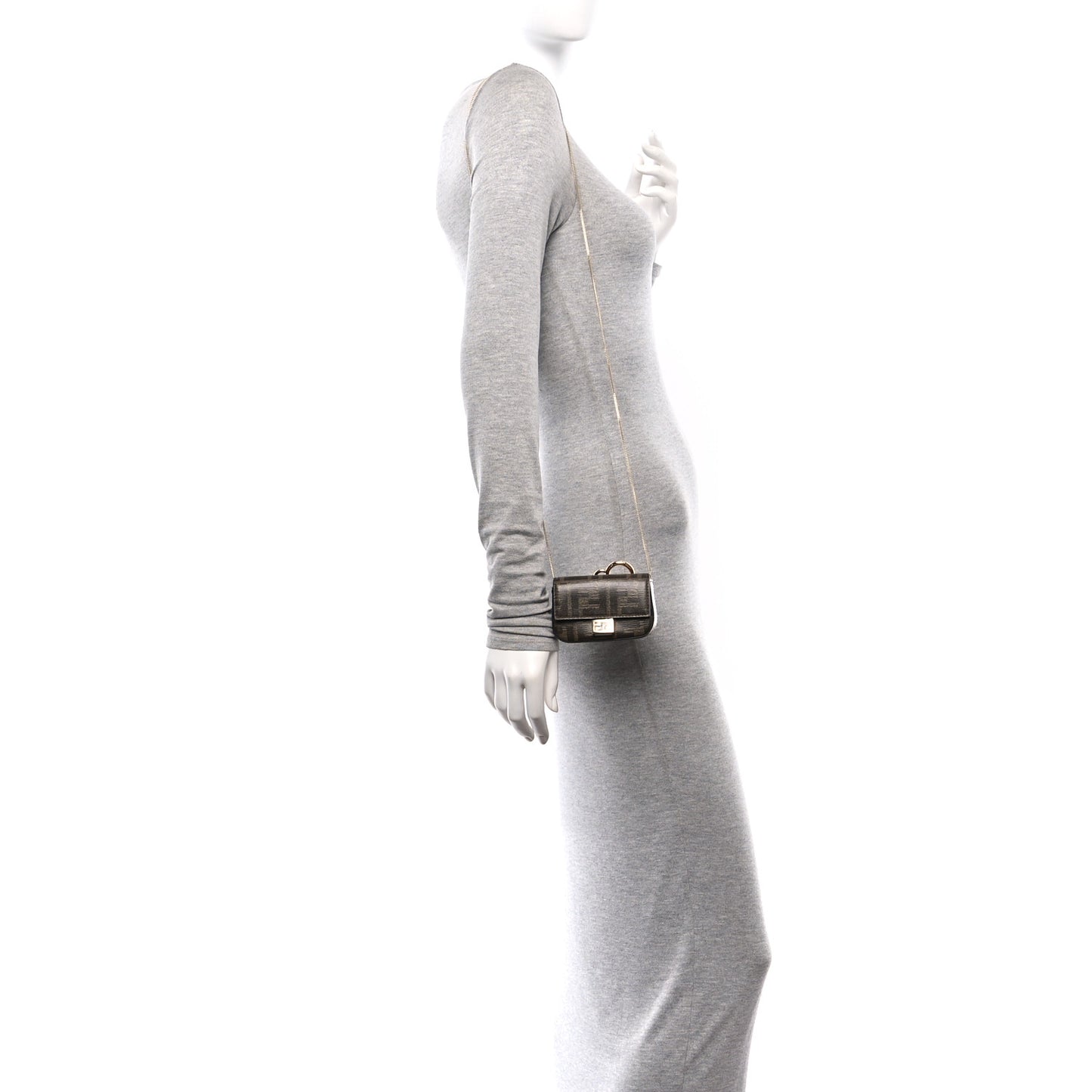 Glazed Fabric FF 1974 Nano Baguette Charm Mogano Panna