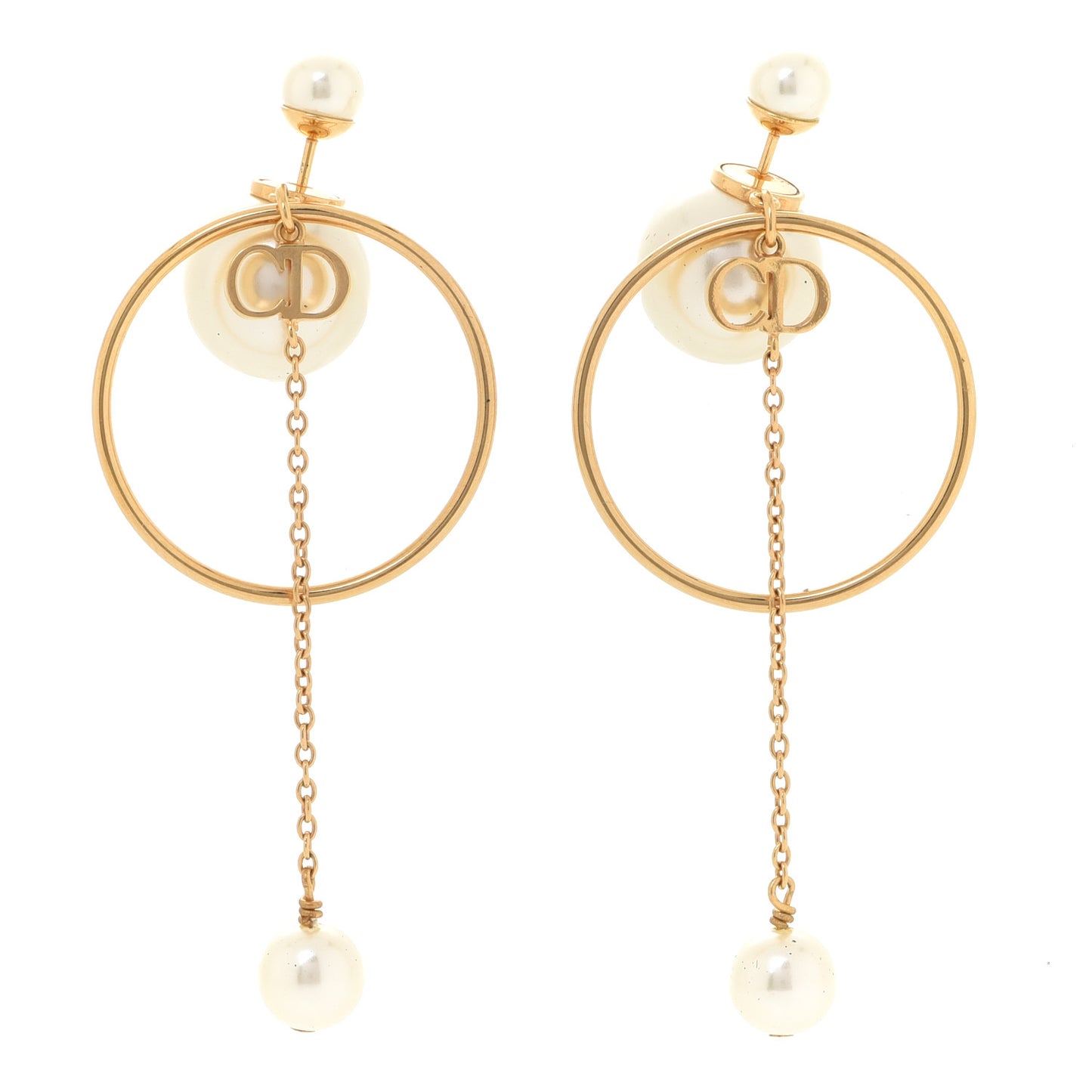 Pearl Tribales Dangle Chain Earrings Gold