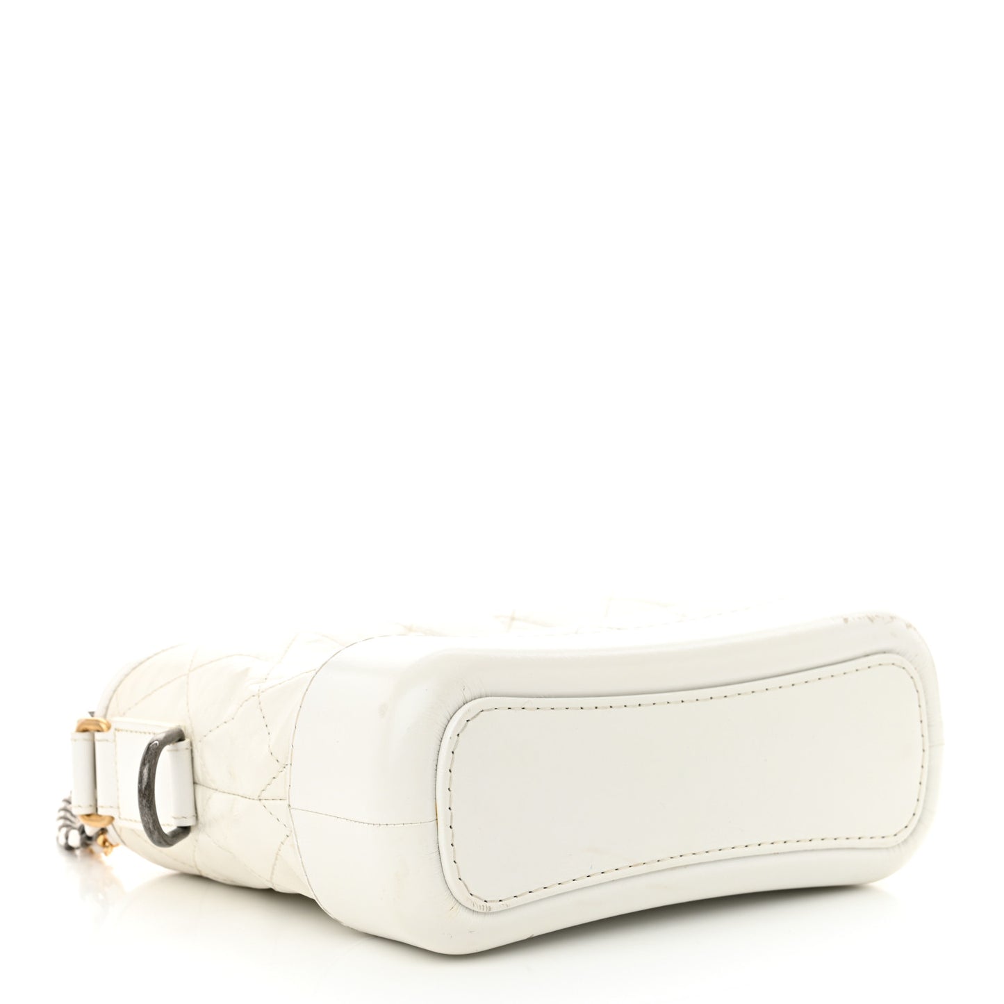 Aged Calfskin Quilted Small Gabrielle Hobo White