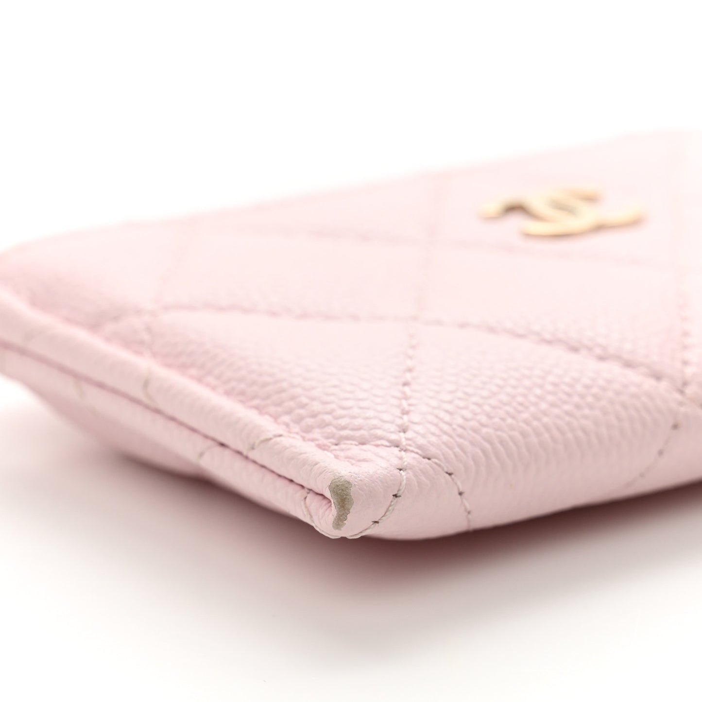 Caviar Quilted Card Holder Light Pink