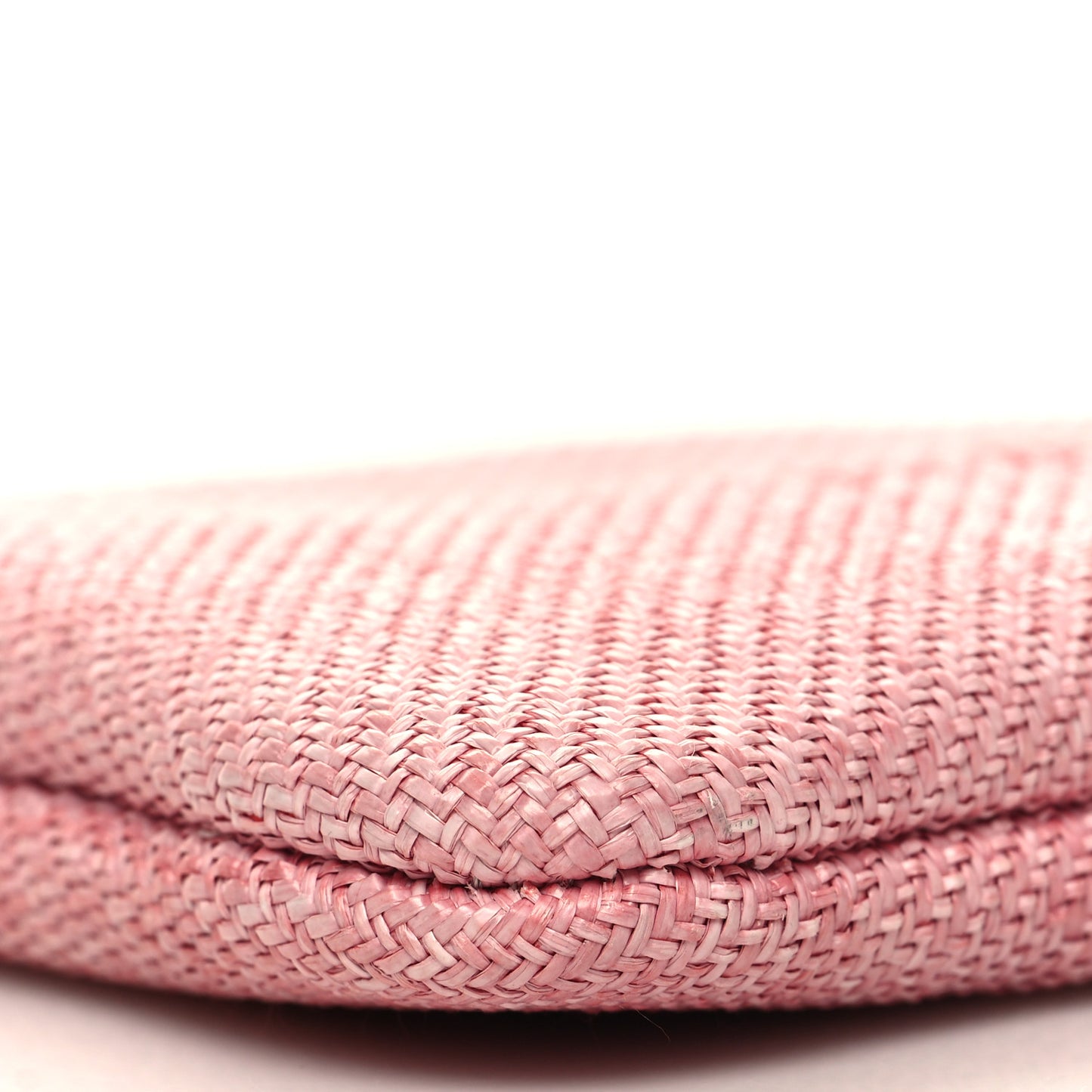 Woven Straw Raffia Small Deauville Pouch Pink