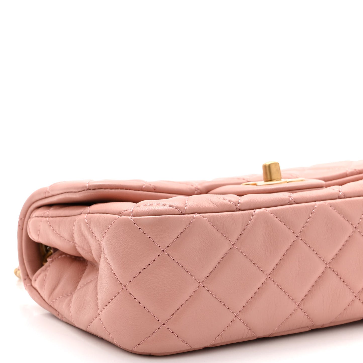 Lambskin Quilted Mini Rectangular Pearl Crush Flap Dark Pink