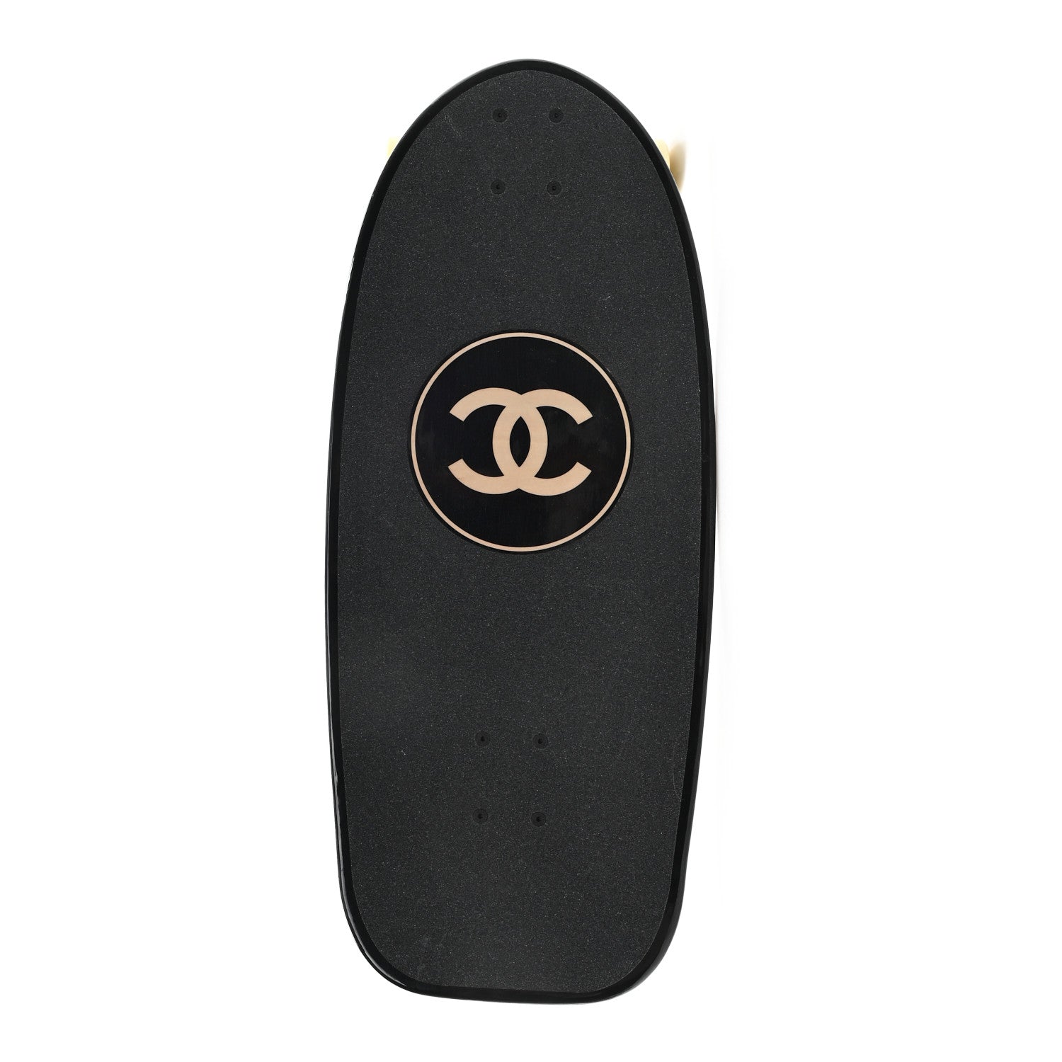 Chanel Lacquered Wood Logo Cruiser Skateboard Black Beige 1793957